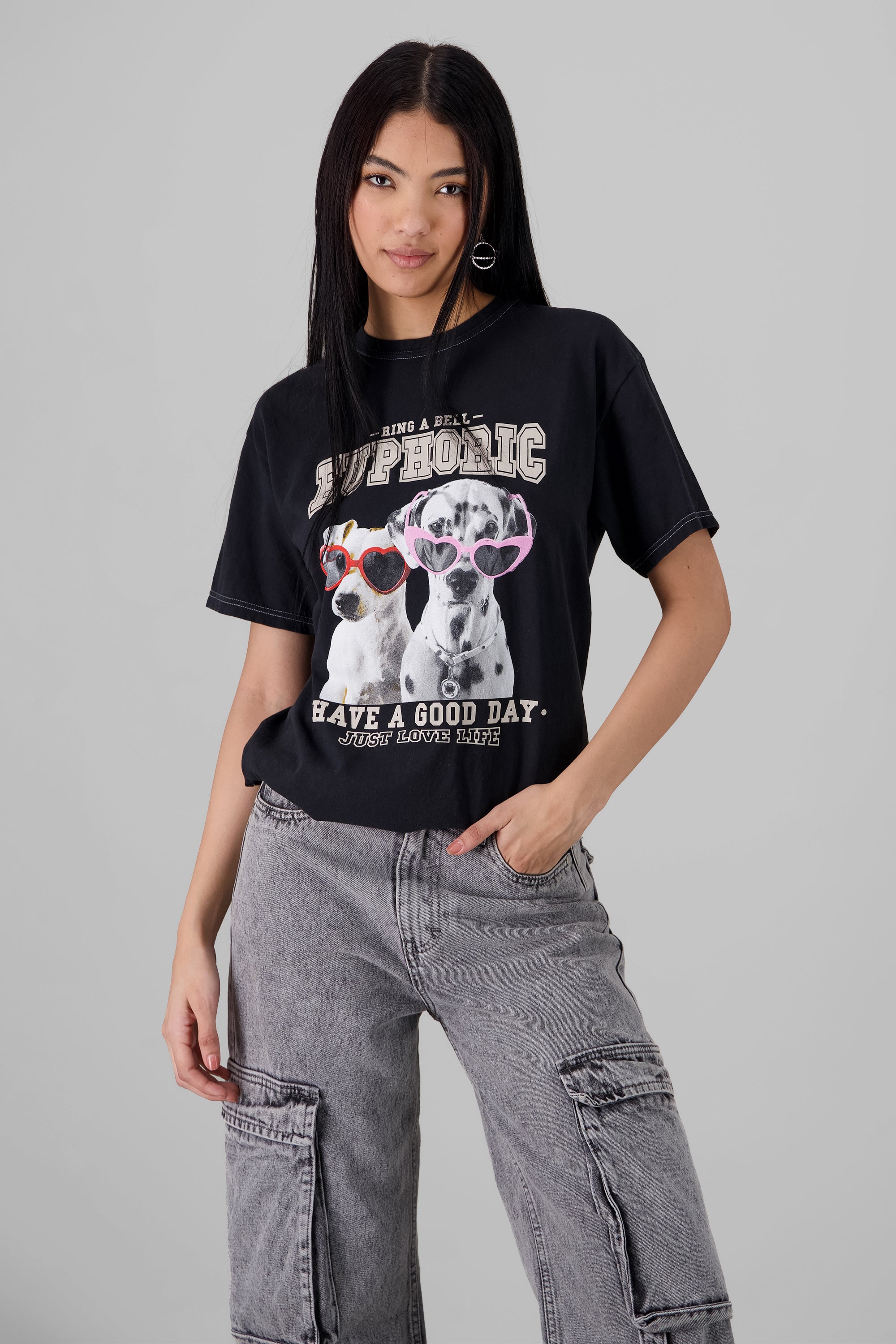 Playeras oversized perros NEGRO