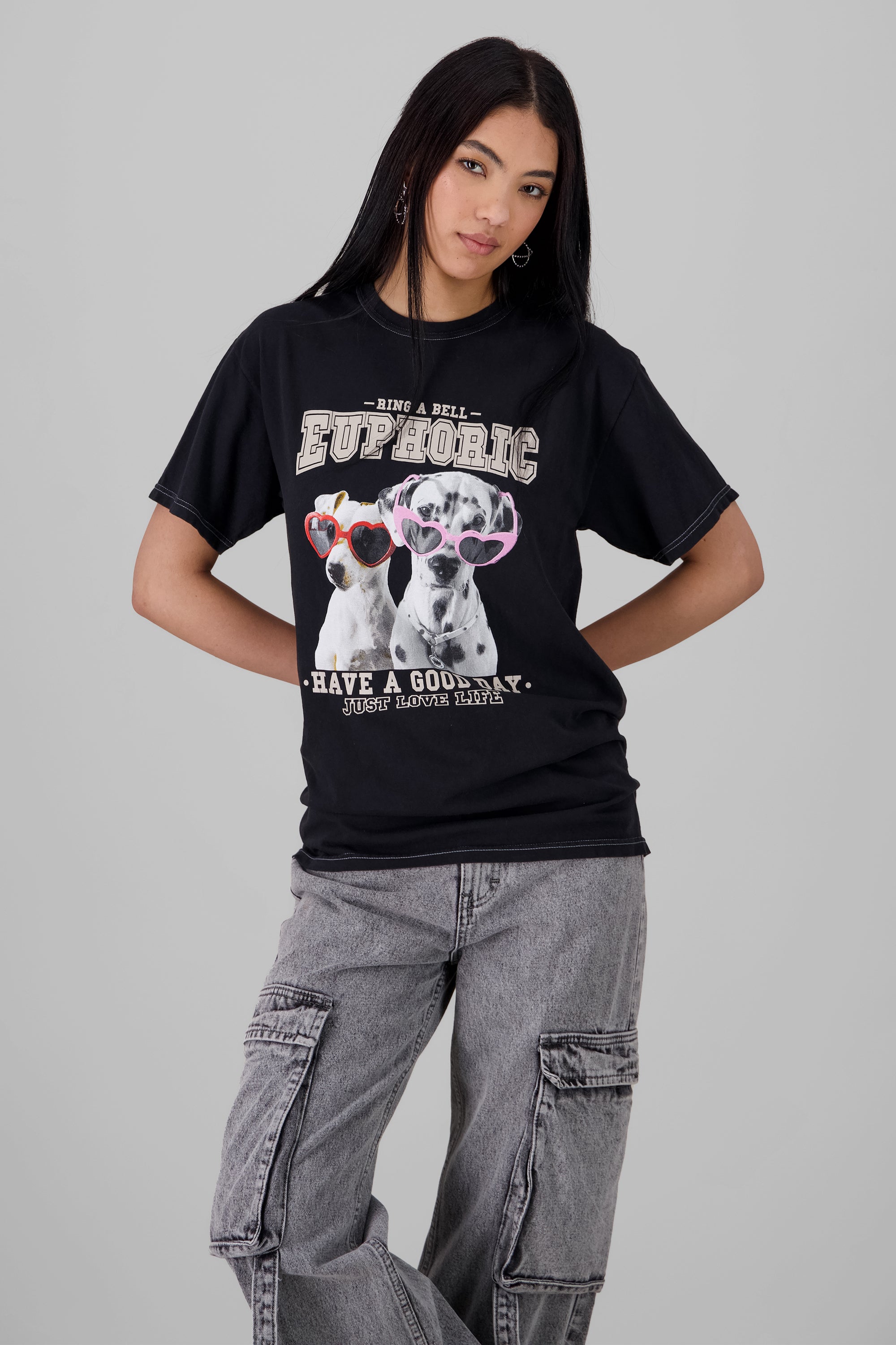 Playeras oversized perros NEGRO