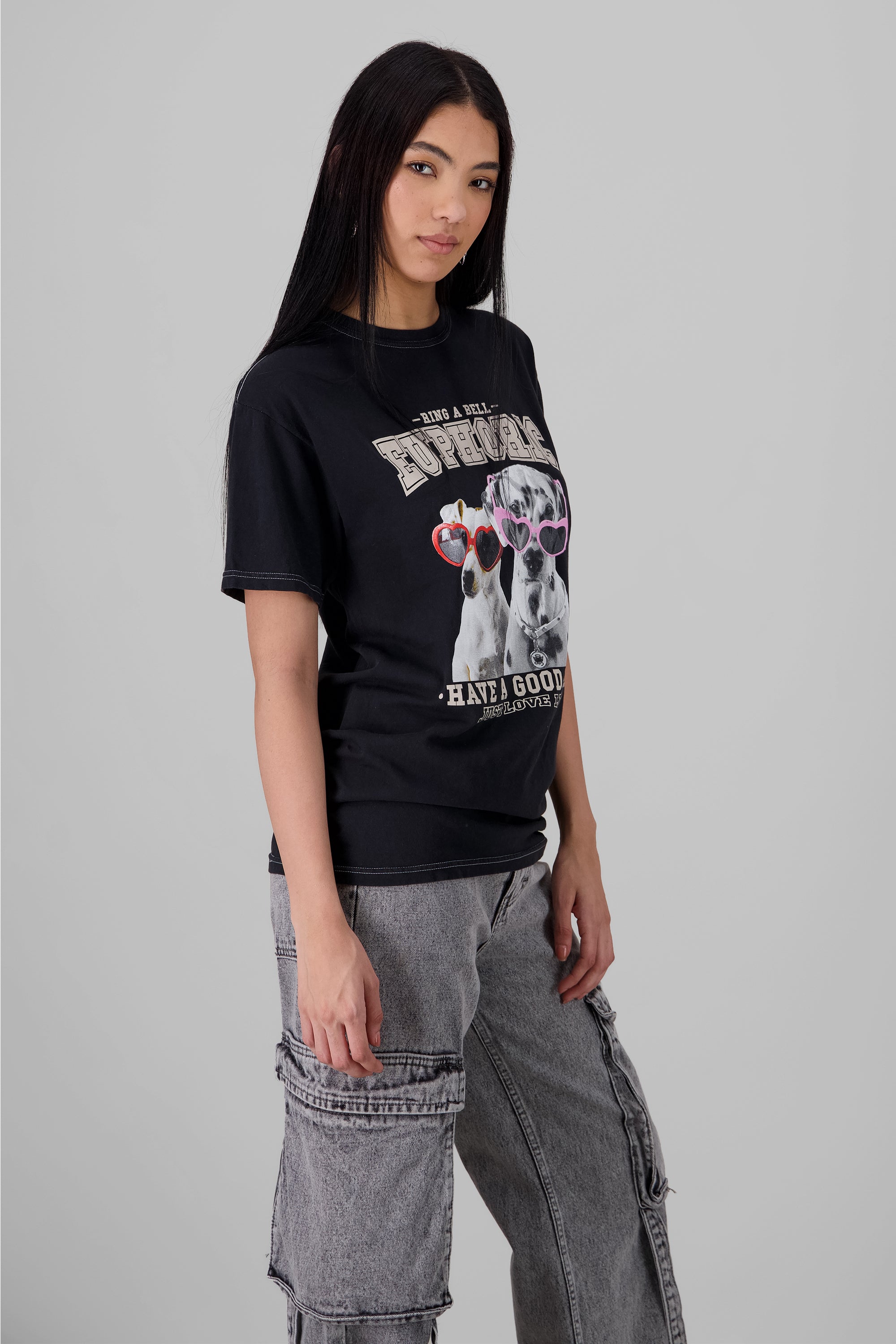 Playeras oversized perros NEGRO