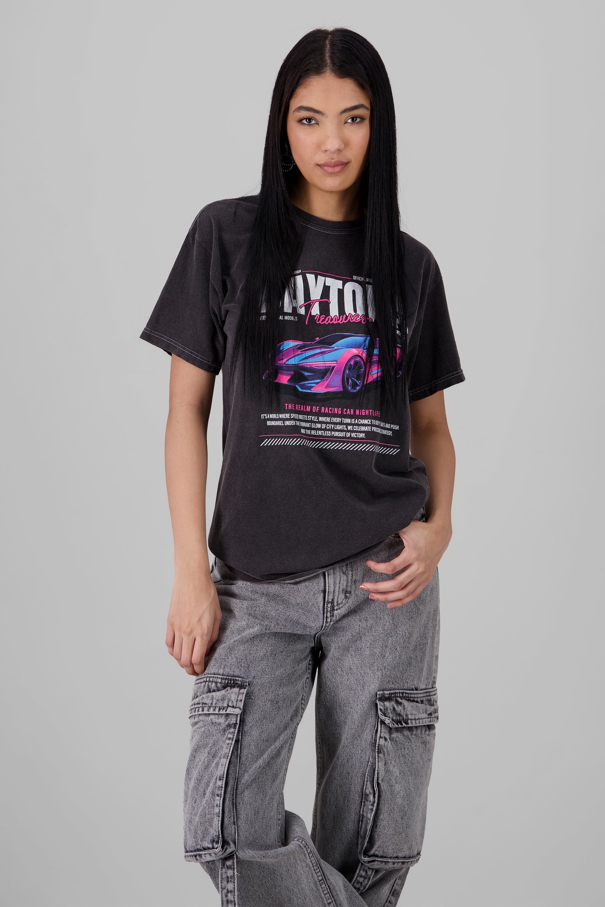 Playera oversized daytona NEGRO