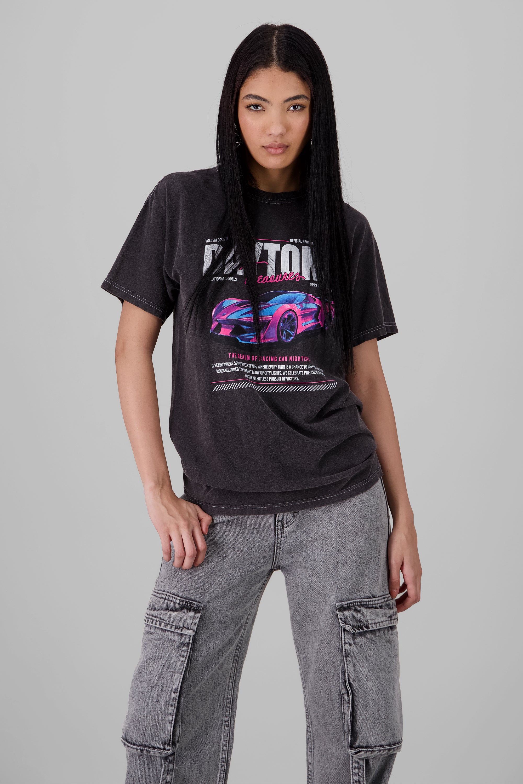 Playera oversized daytona NEGRO