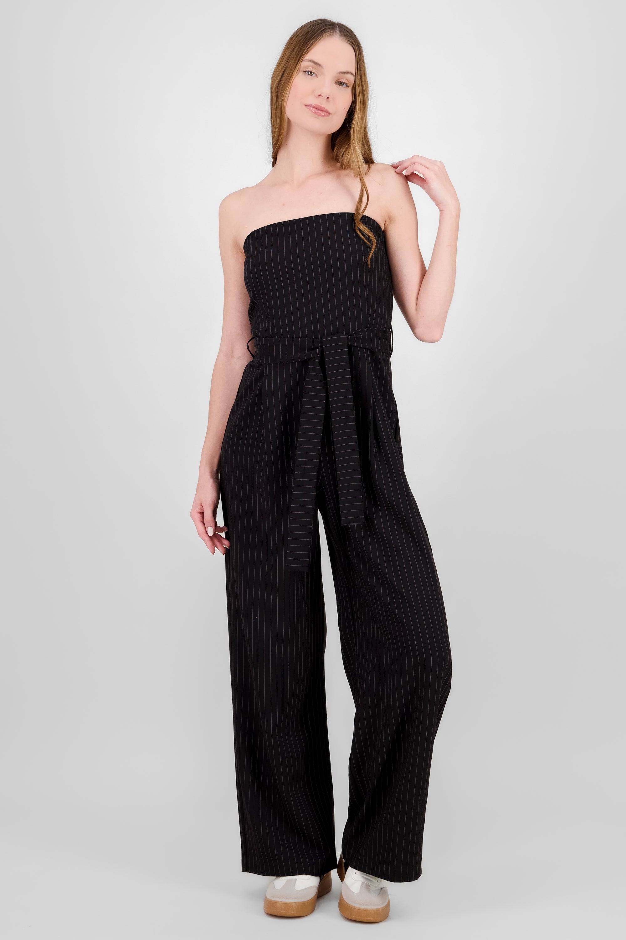 Jumpsuit strapples rayas NEGRO