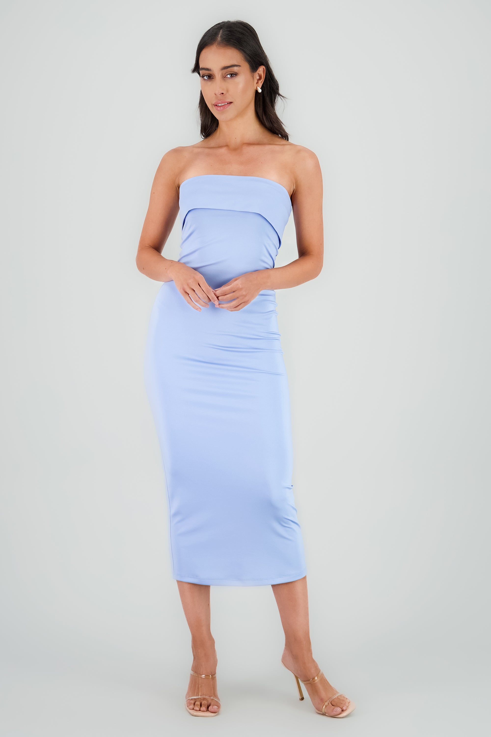 Vestido off shoulder flap AZUL CIELO