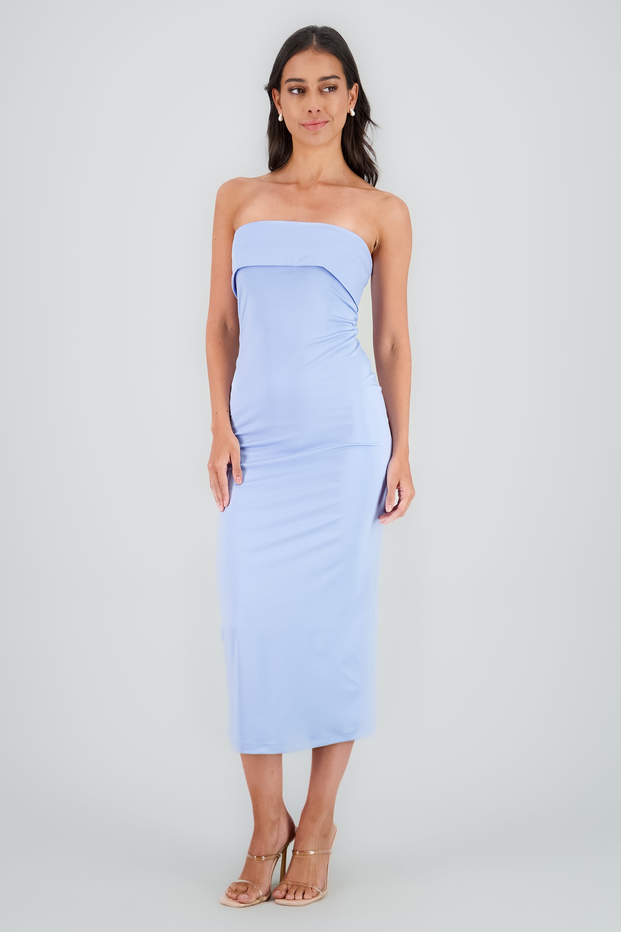 Vestido off shoulder flap AZUL CIELO