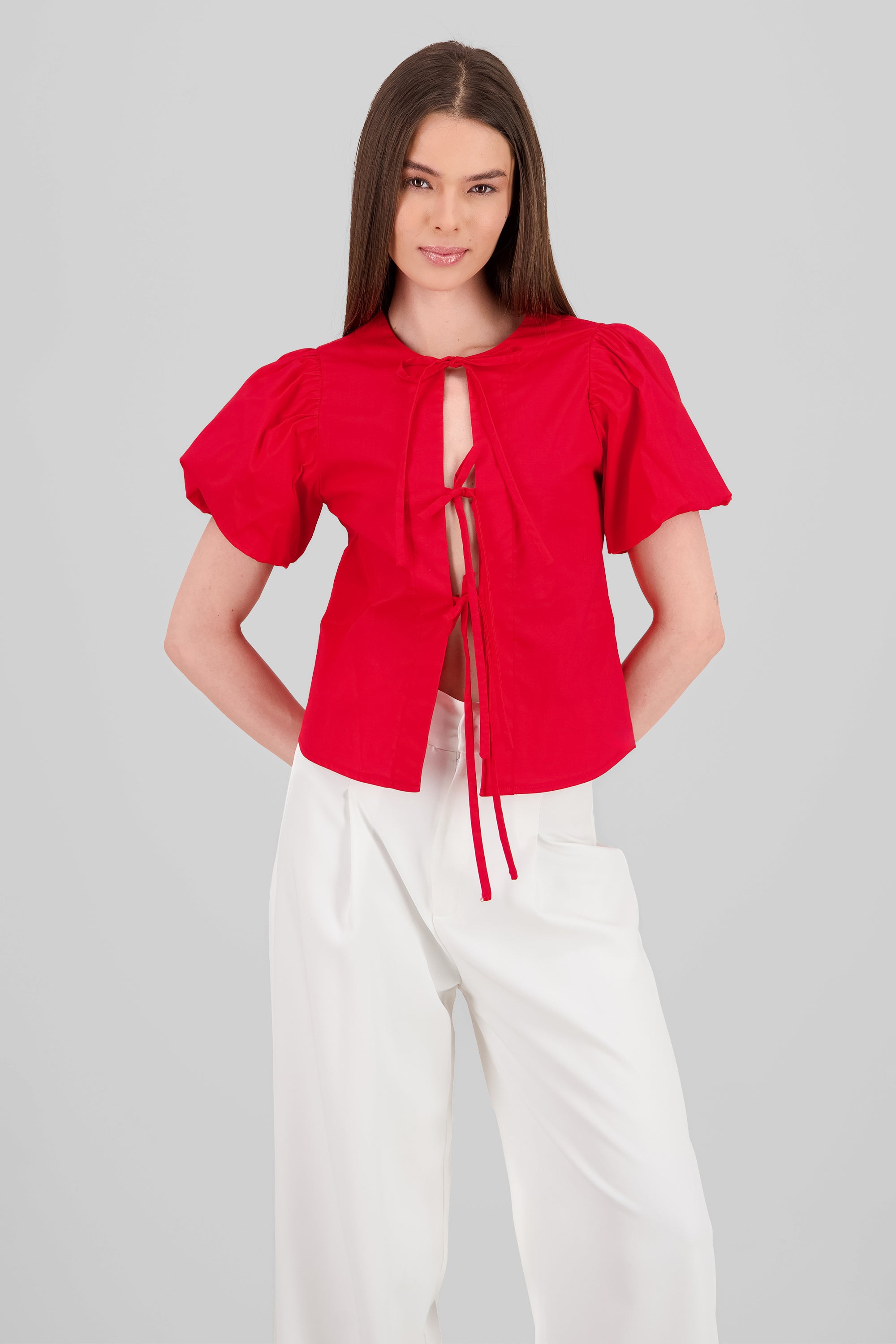 Blusa manga globo con lazos Hypsters ROJO