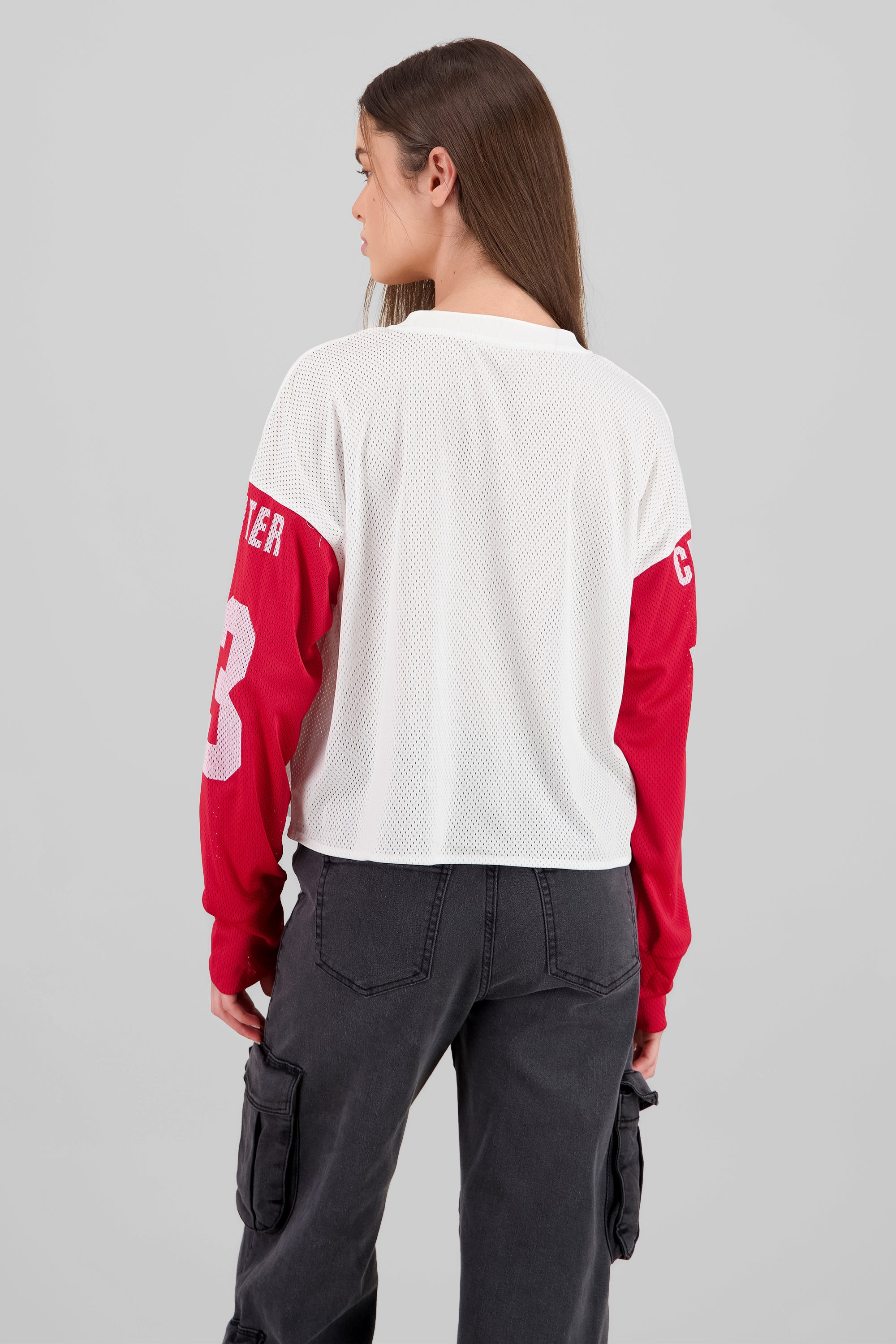 Playera deportiva con lentejuelas en los numeros ROJO COMBO