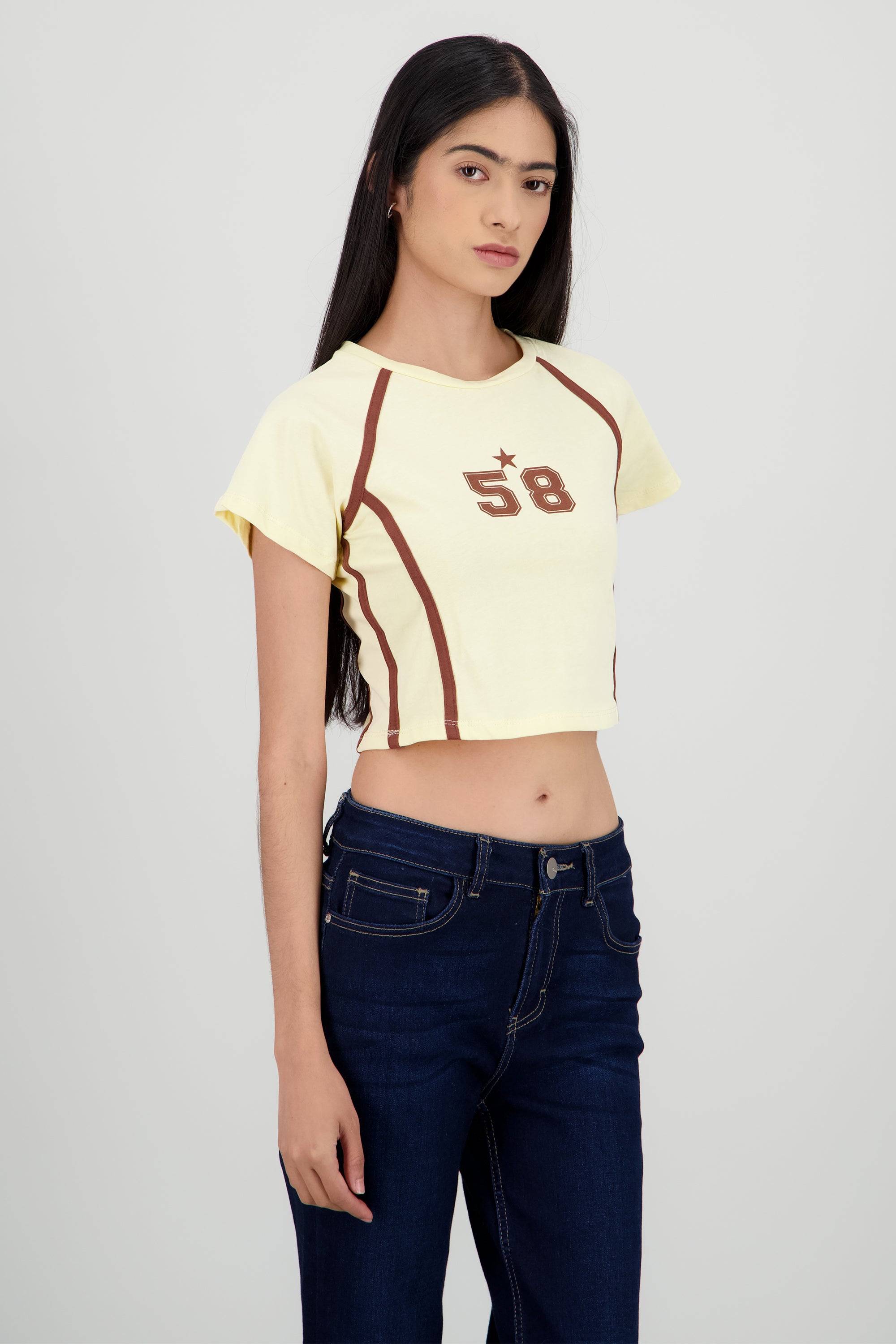 Playera contraste estampado AMARILLO COMBO