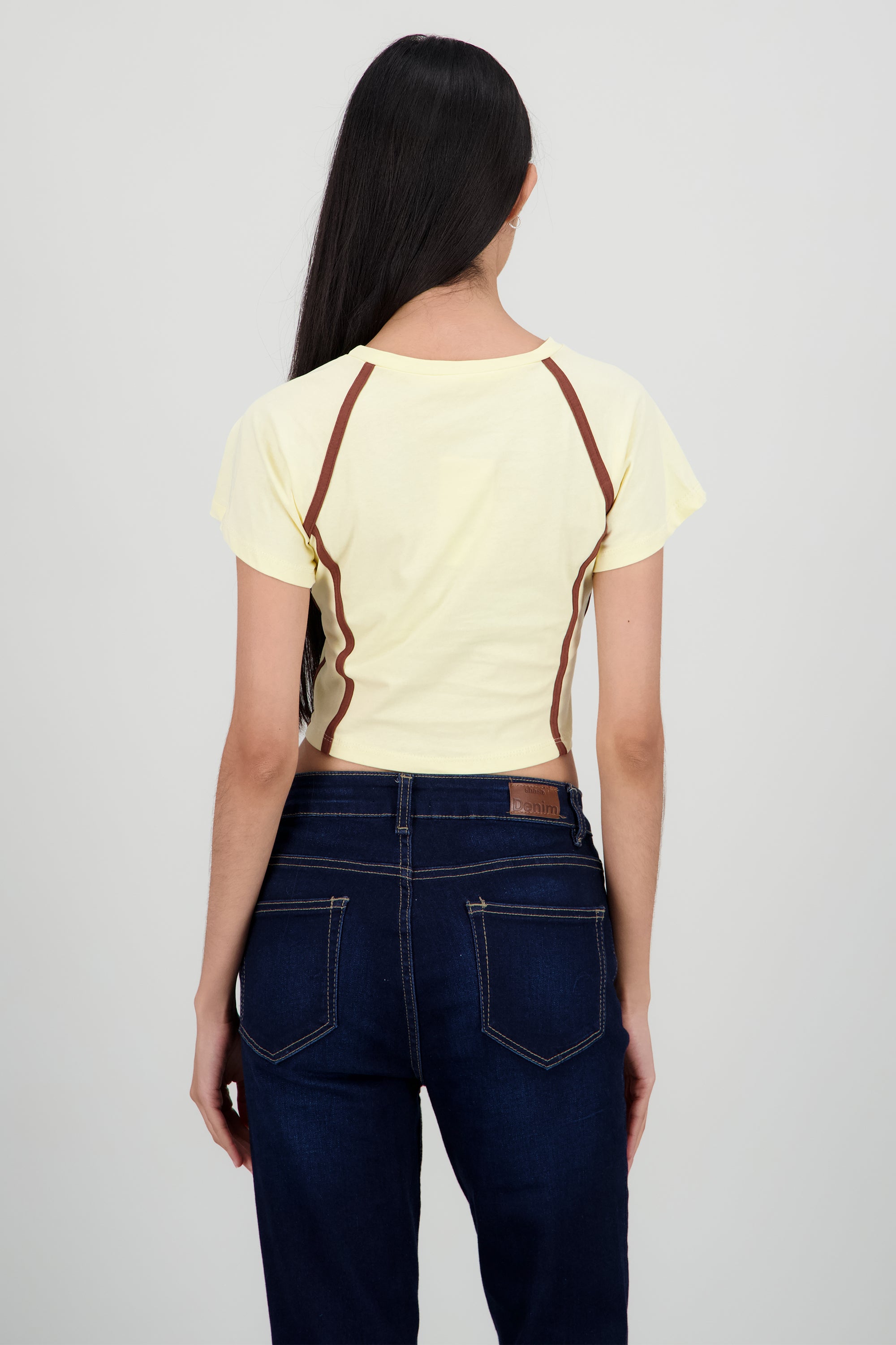 Playera contraste estampado AMARILLO COMBO