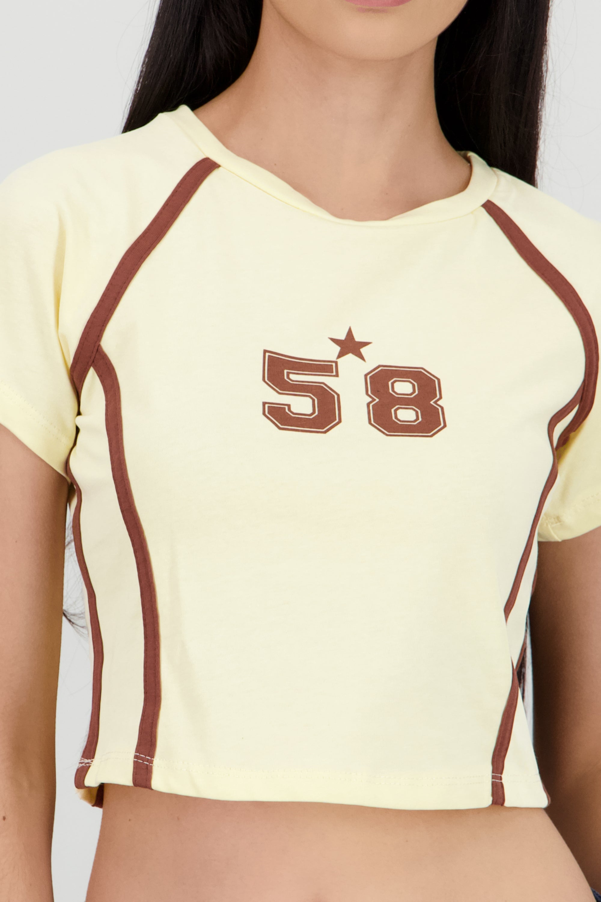 Playera contraste estampado AMARILLO COMBO