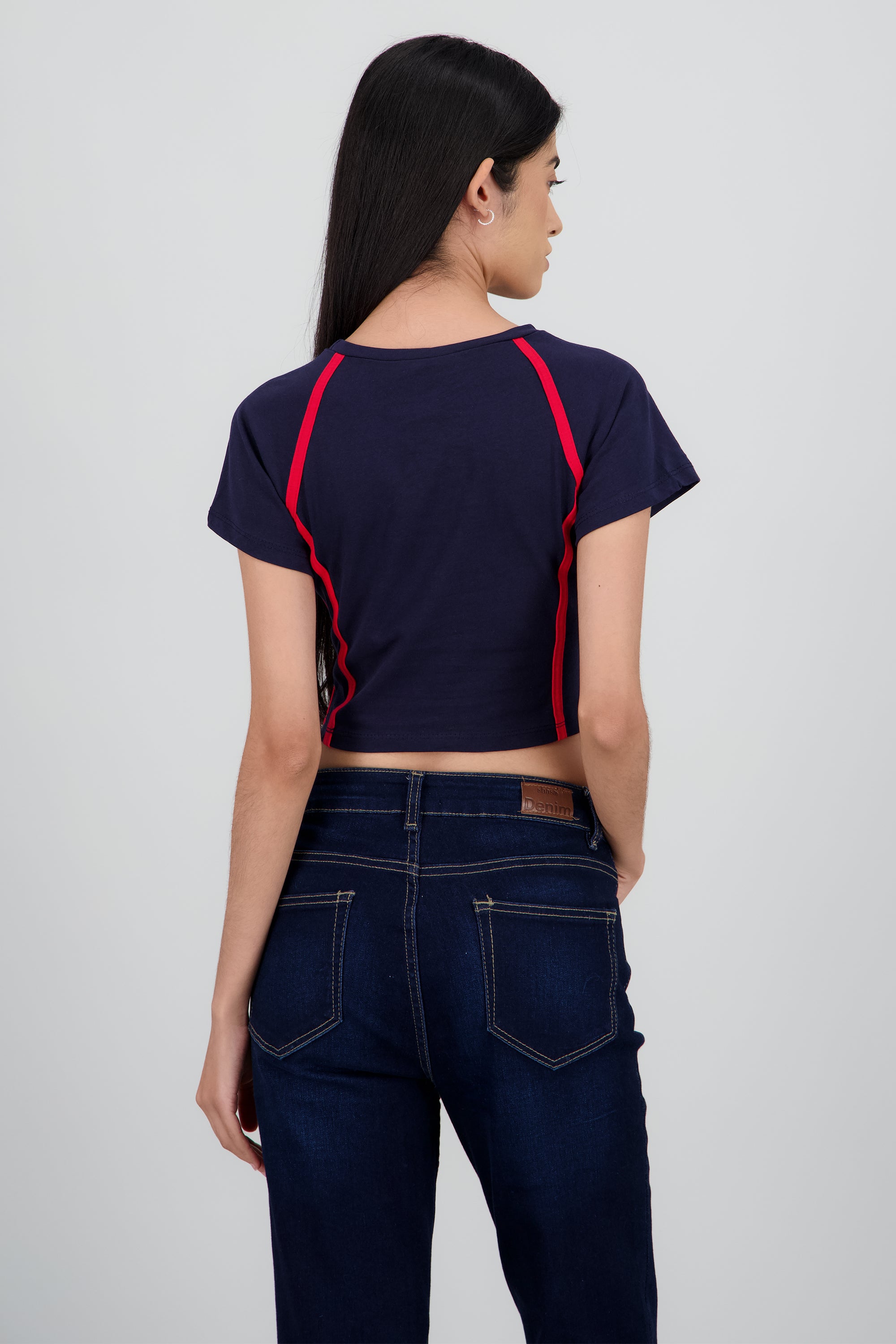 Playera contraste estampado MARINO