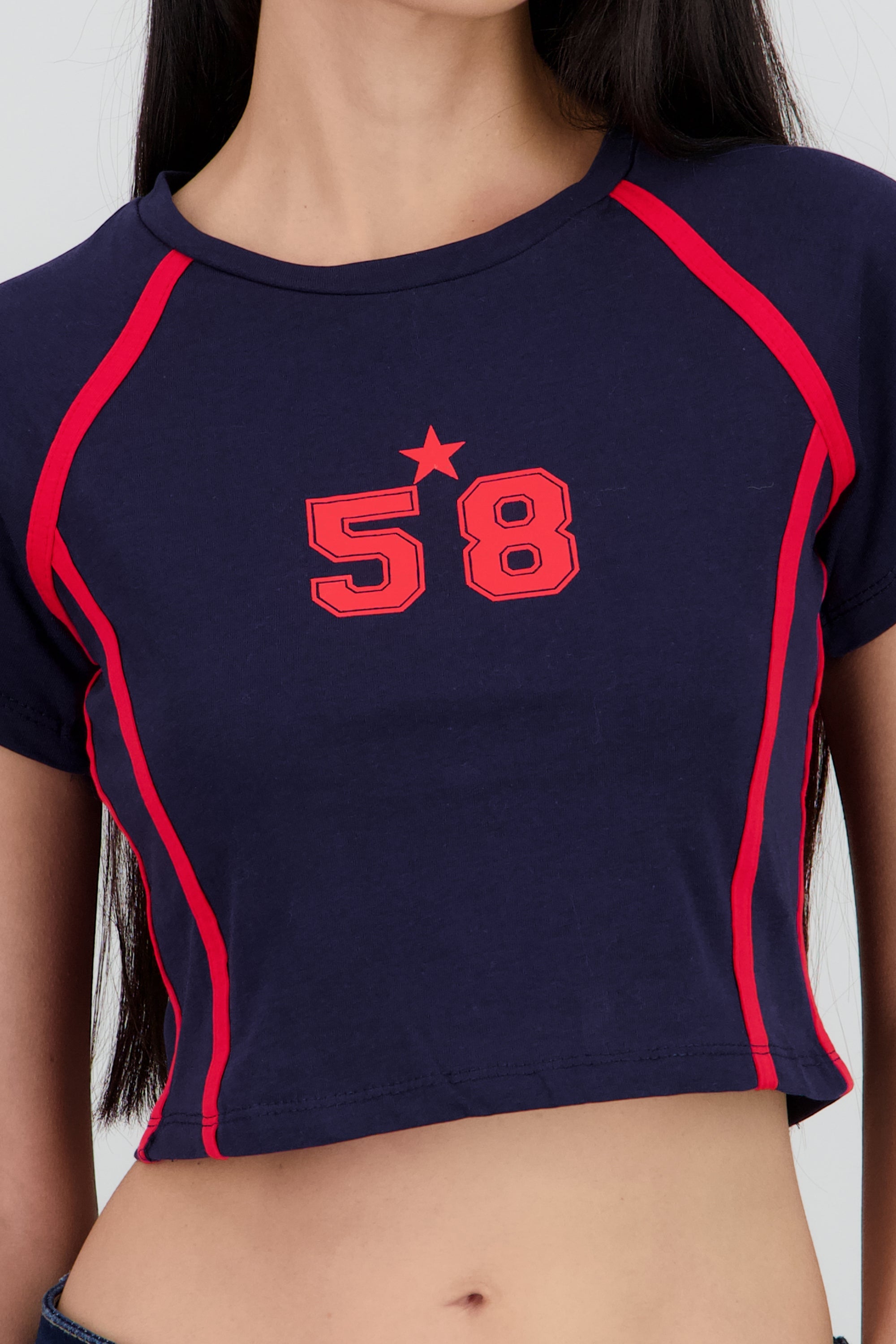 Playera contraste estampado MARINO