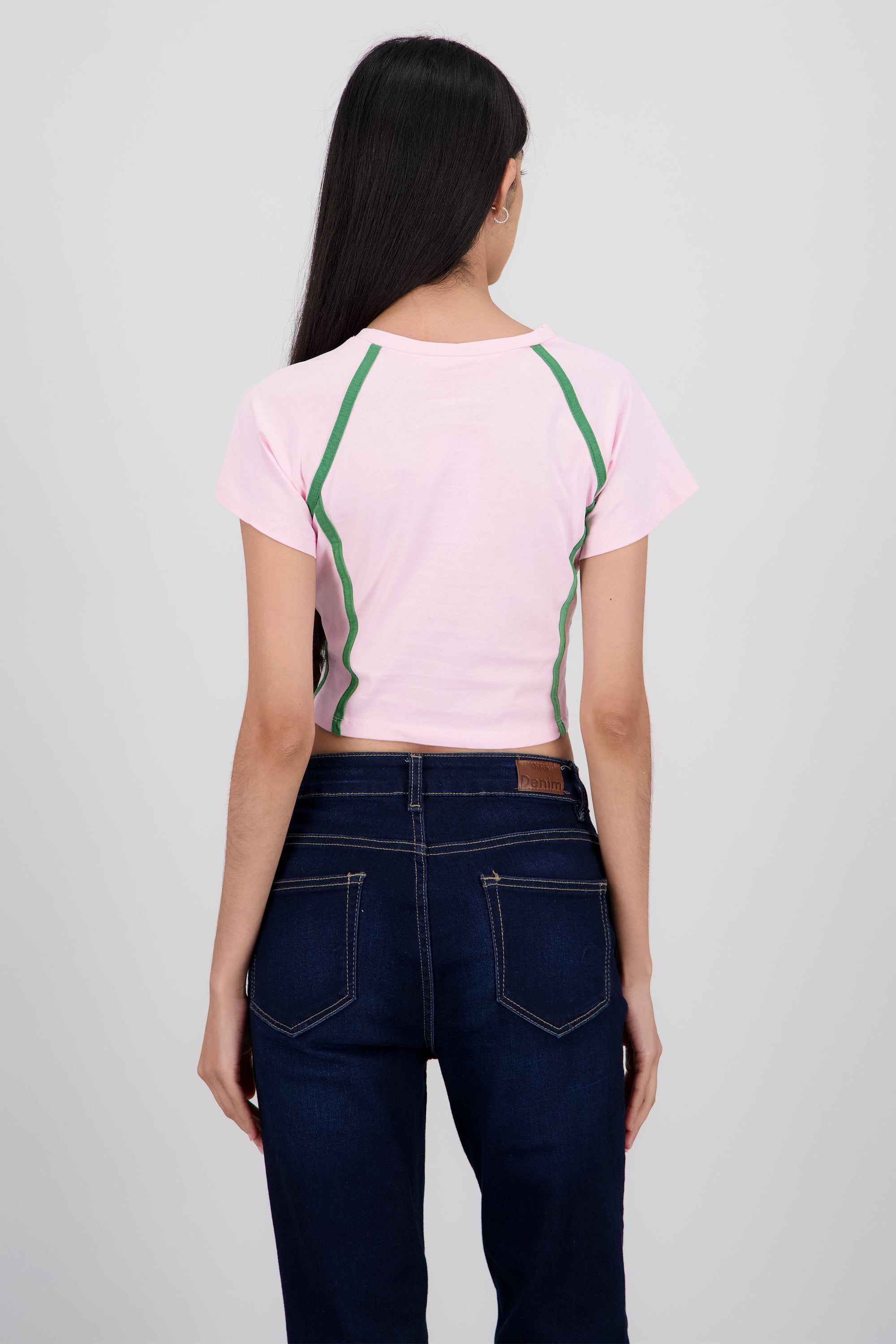 Playera contraste estampado ROSA