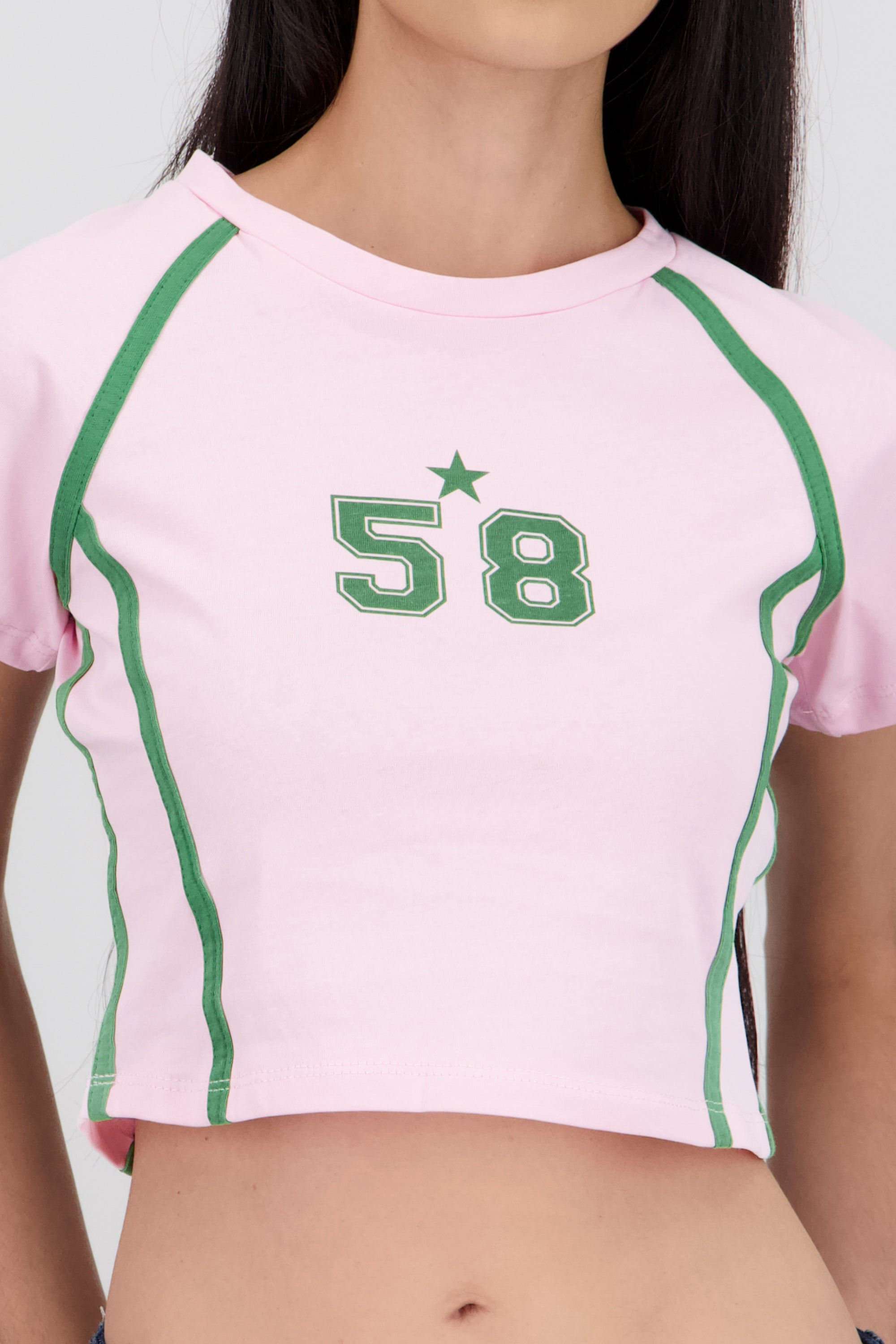 Playera contraste estampado ROSA