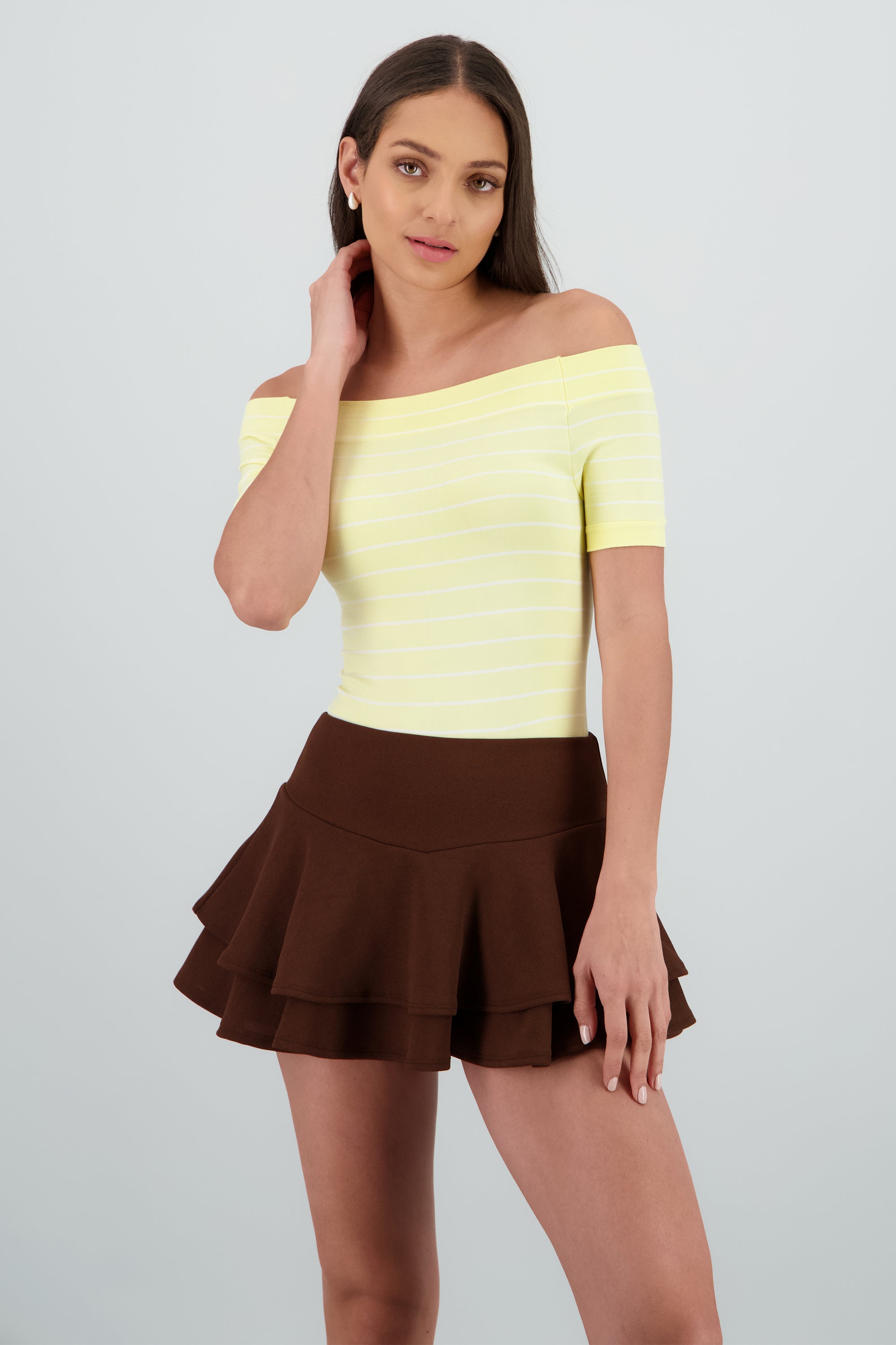 Bodysuit rayas hombro descubierto AMARILLO PASTEL