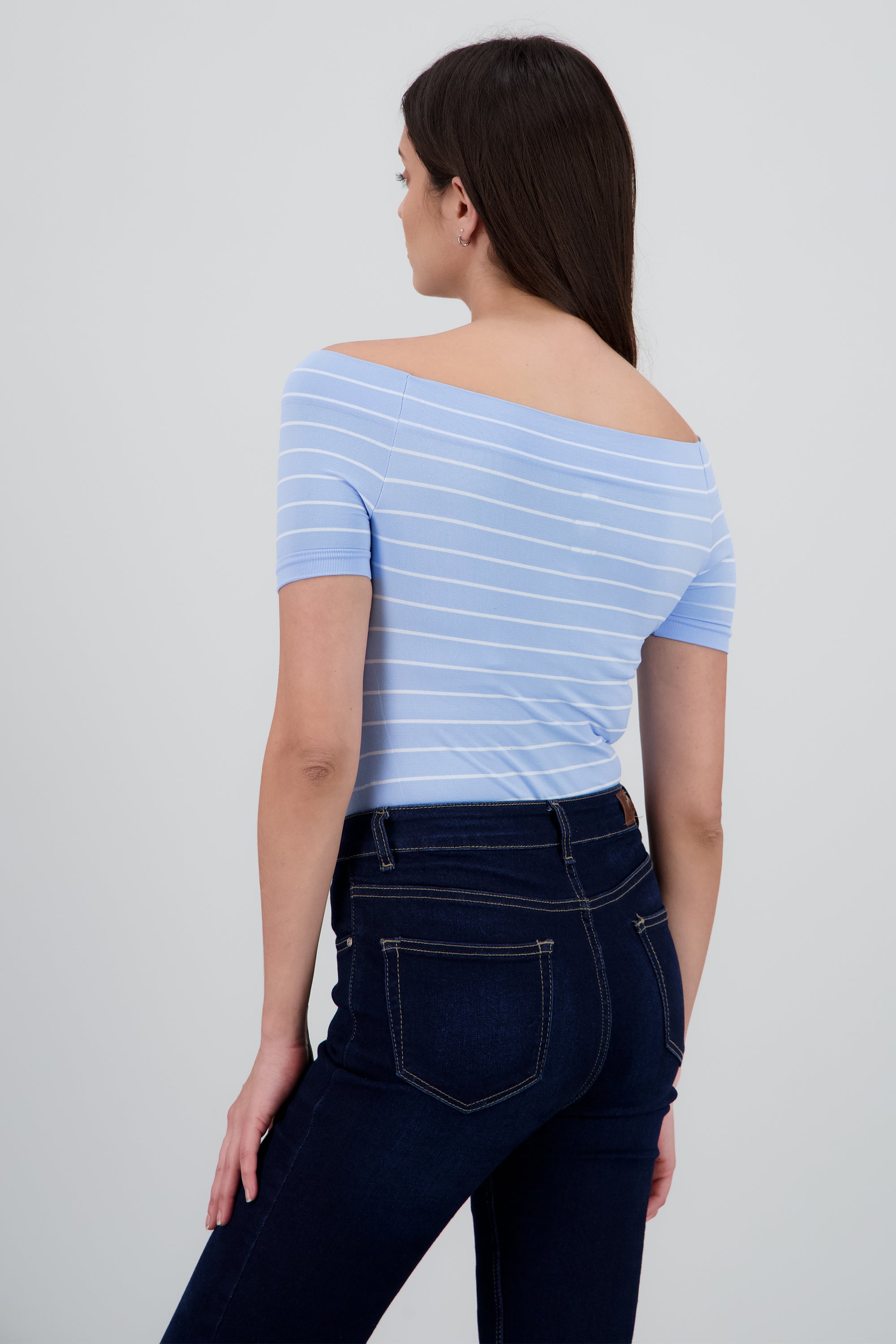 Bodysuit rayas hombro descubierto AZUL CIELO