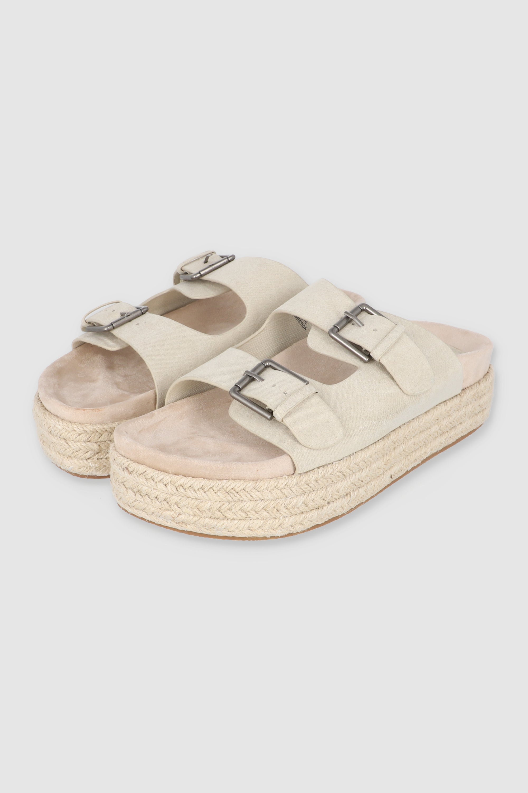 Sandalia suela ancha yute dos tiras hebillas BEIGE