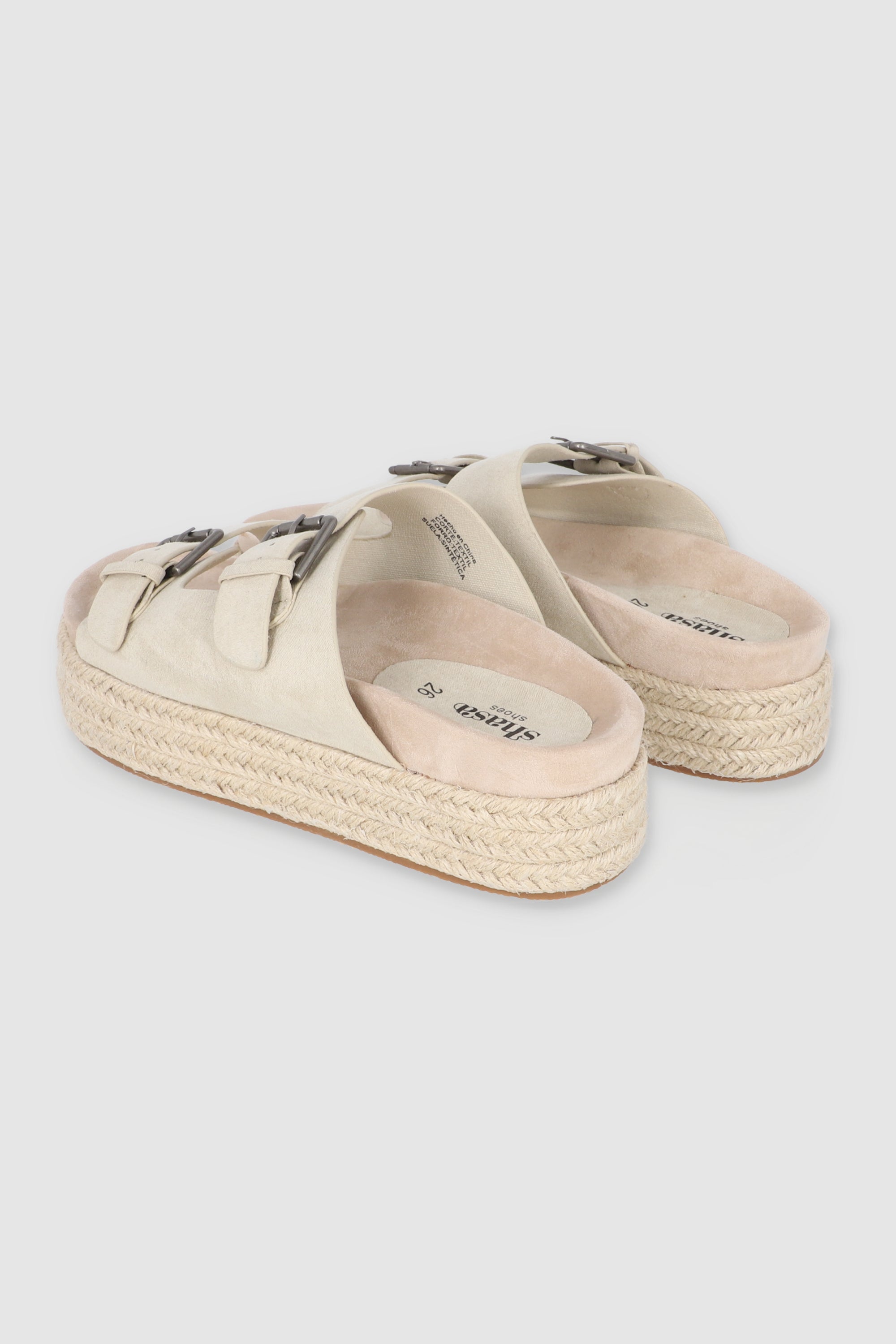 Sandalia suela ancha yute dos tiras hebillas BEIGE