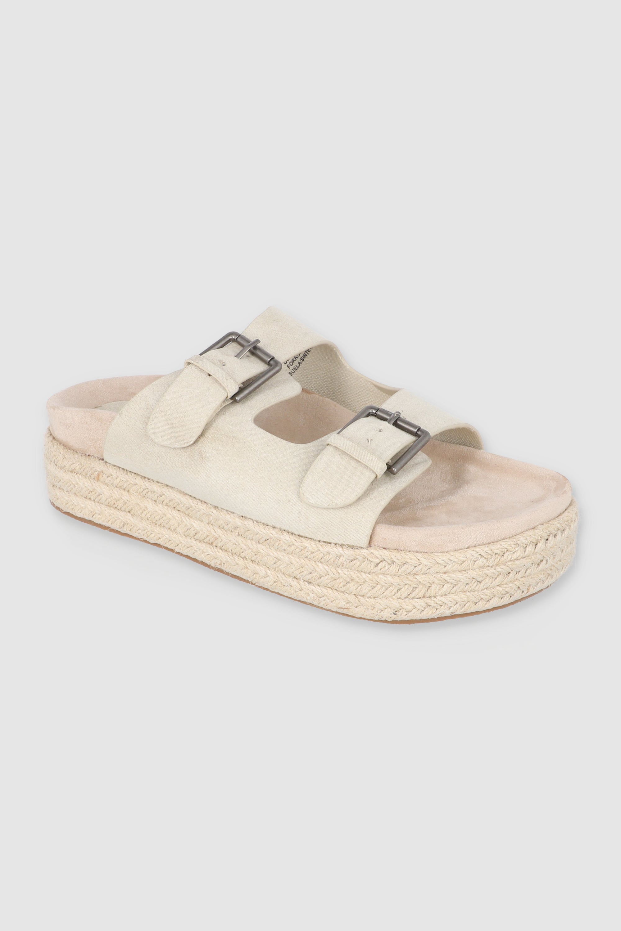 Sandalia suela ancha yute dos tiras hebillas BEIGE