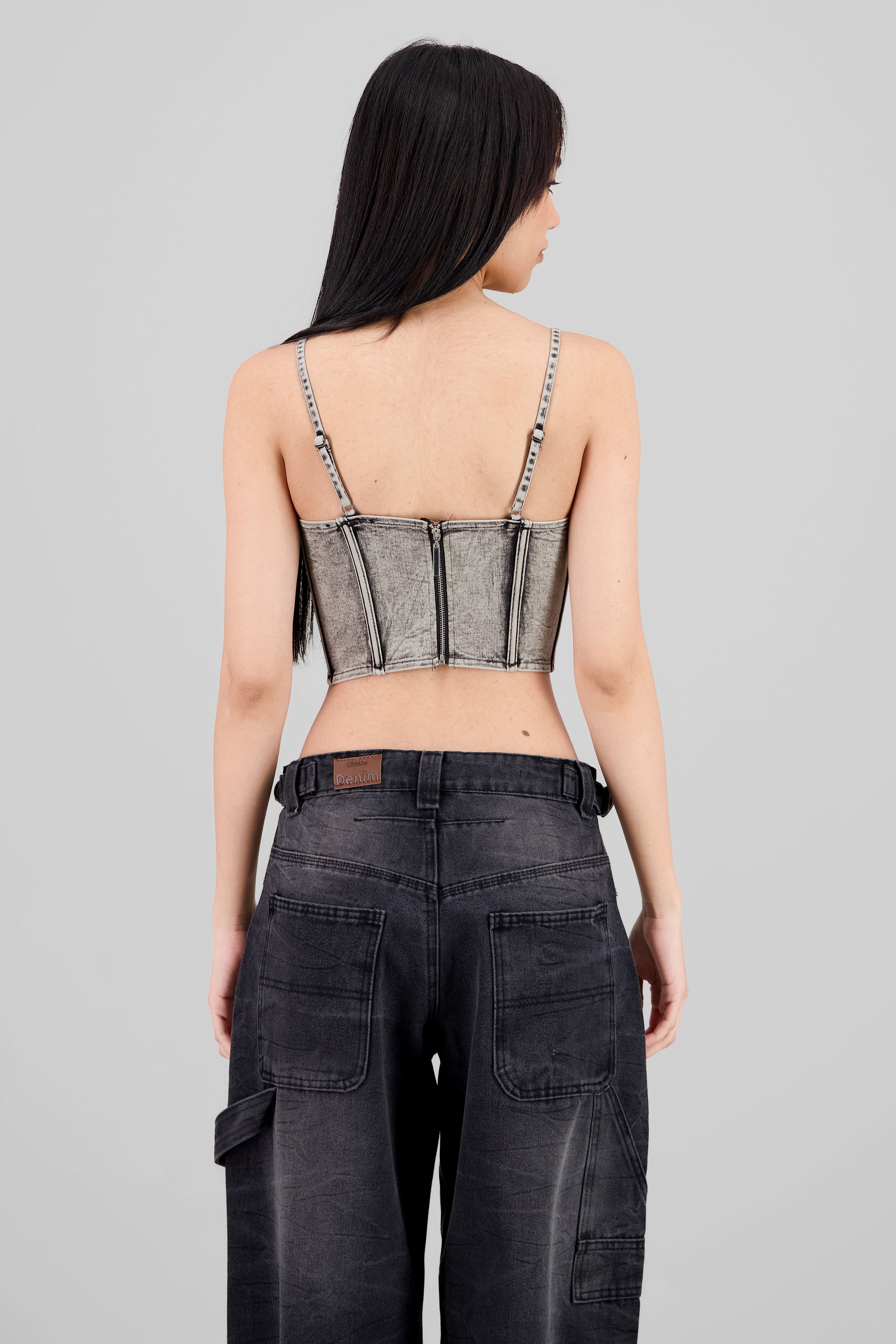 Corset denim con estoperoles ACID WASH