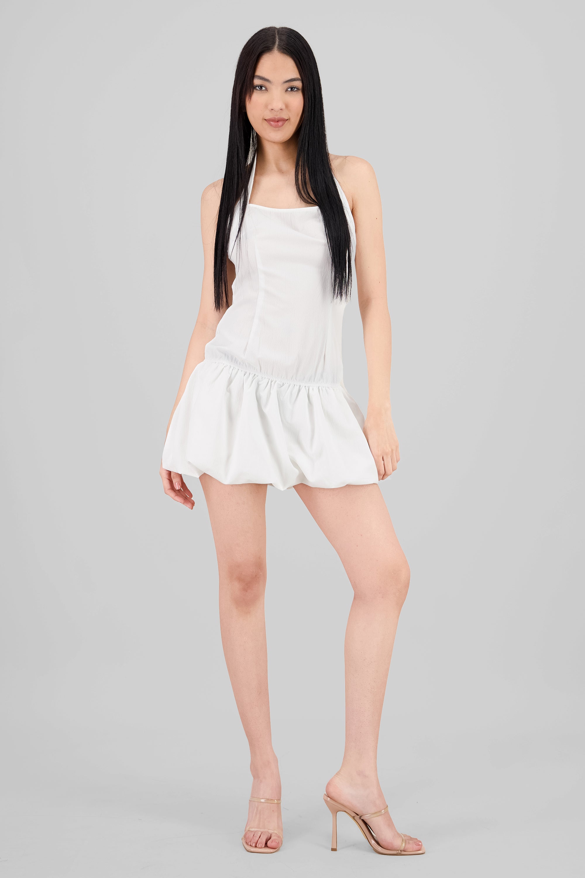 Vestido halter burbuja BLANCO