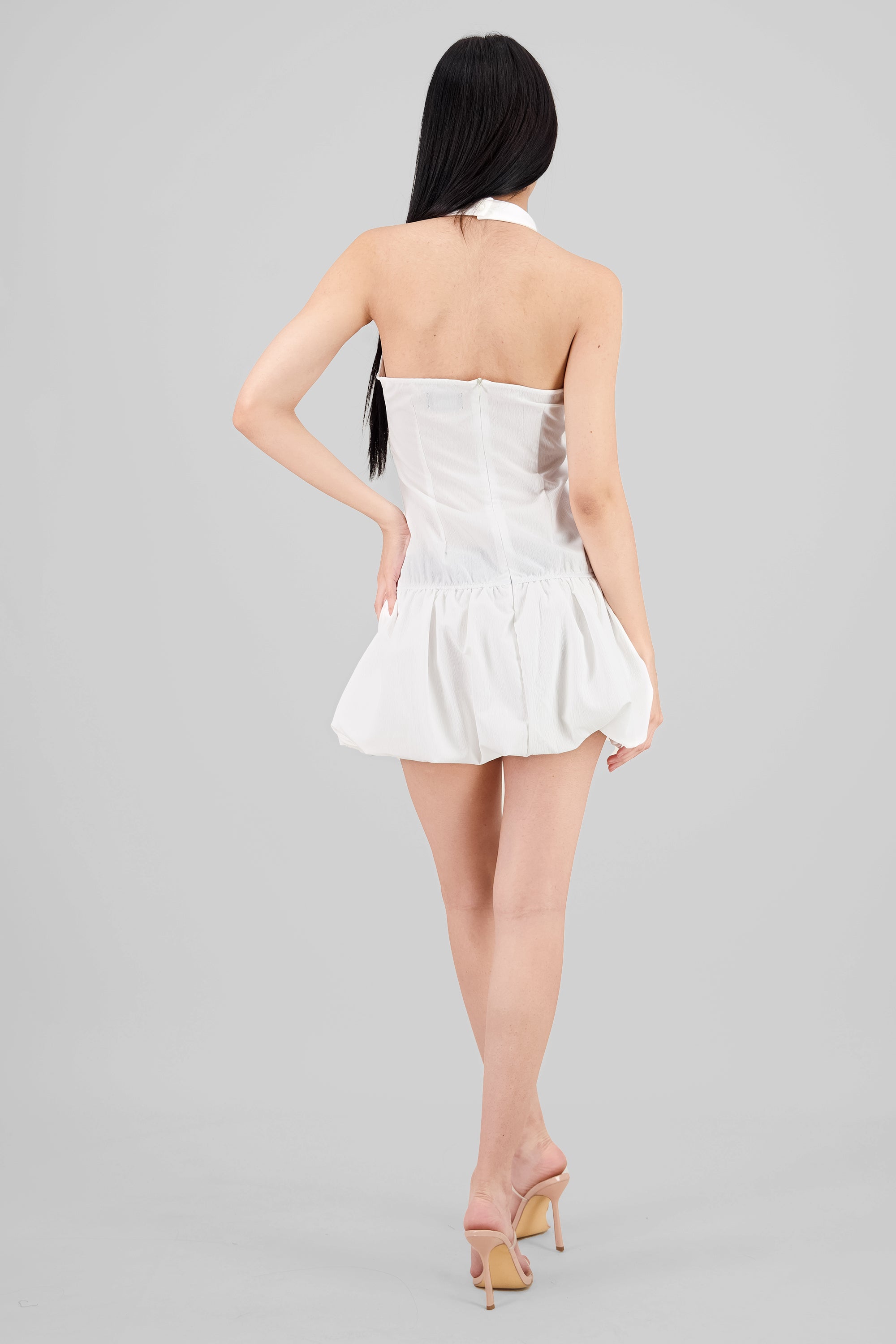 Vestido halter burbuja BLANCO