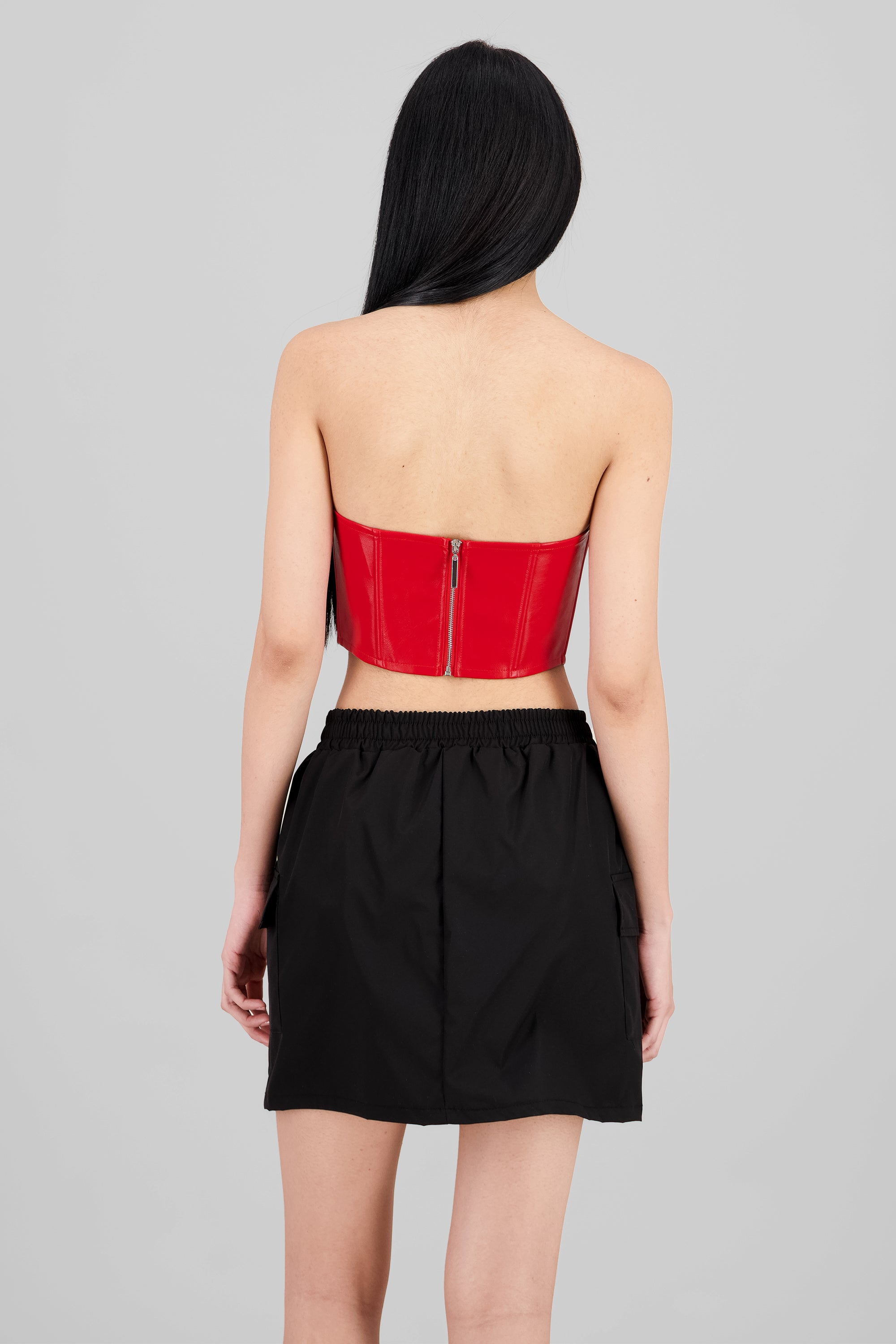 Corset corto efecto piel ROJO