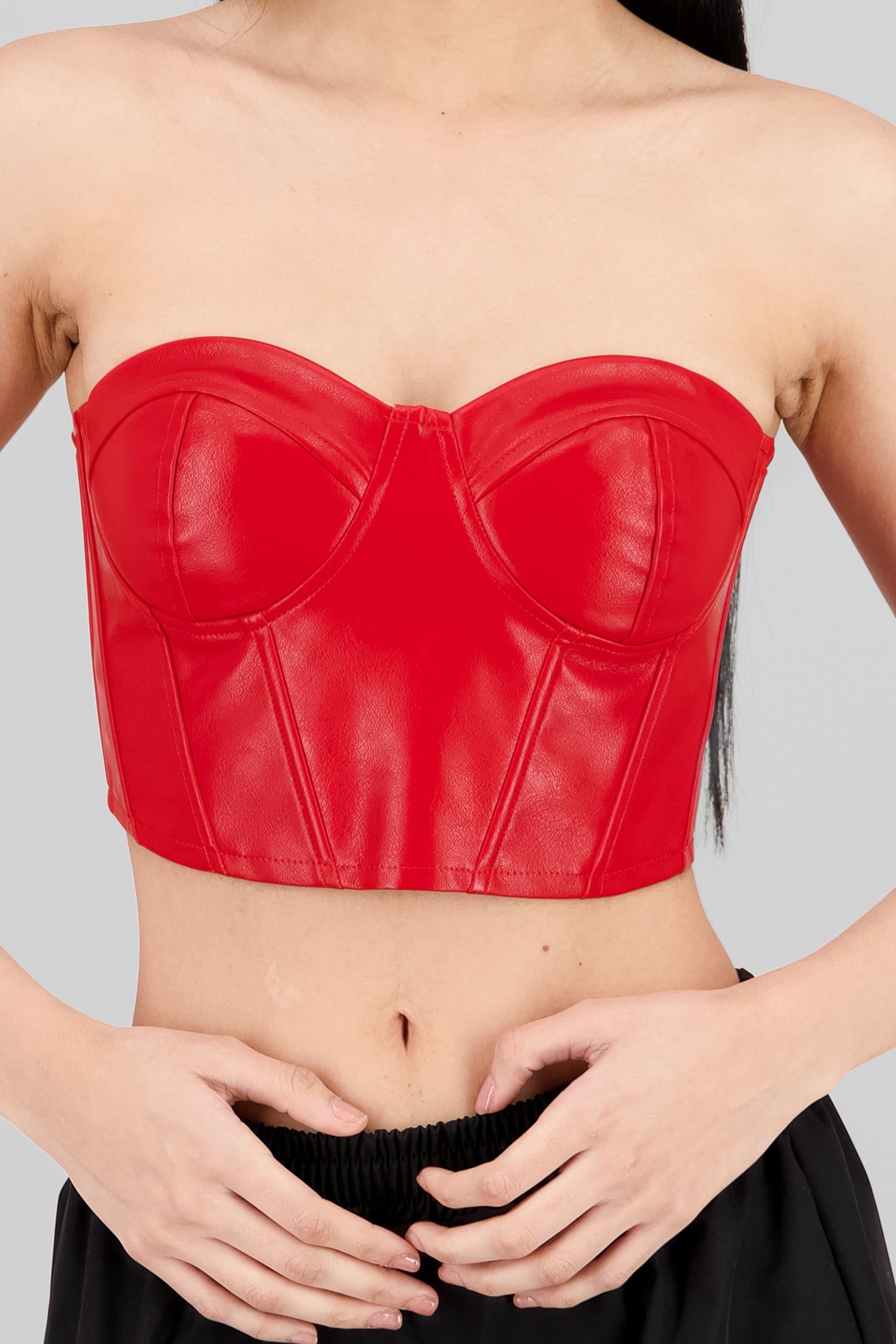 Corset corto efecto piel ROJO