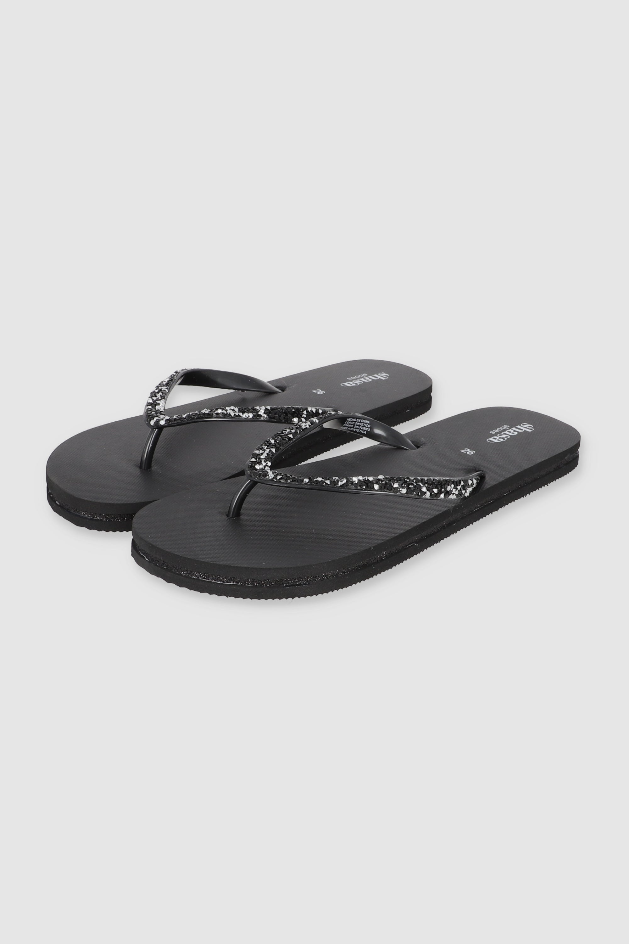 FLIP FLOPS CHINELA BRILLO ROCA NEGRO