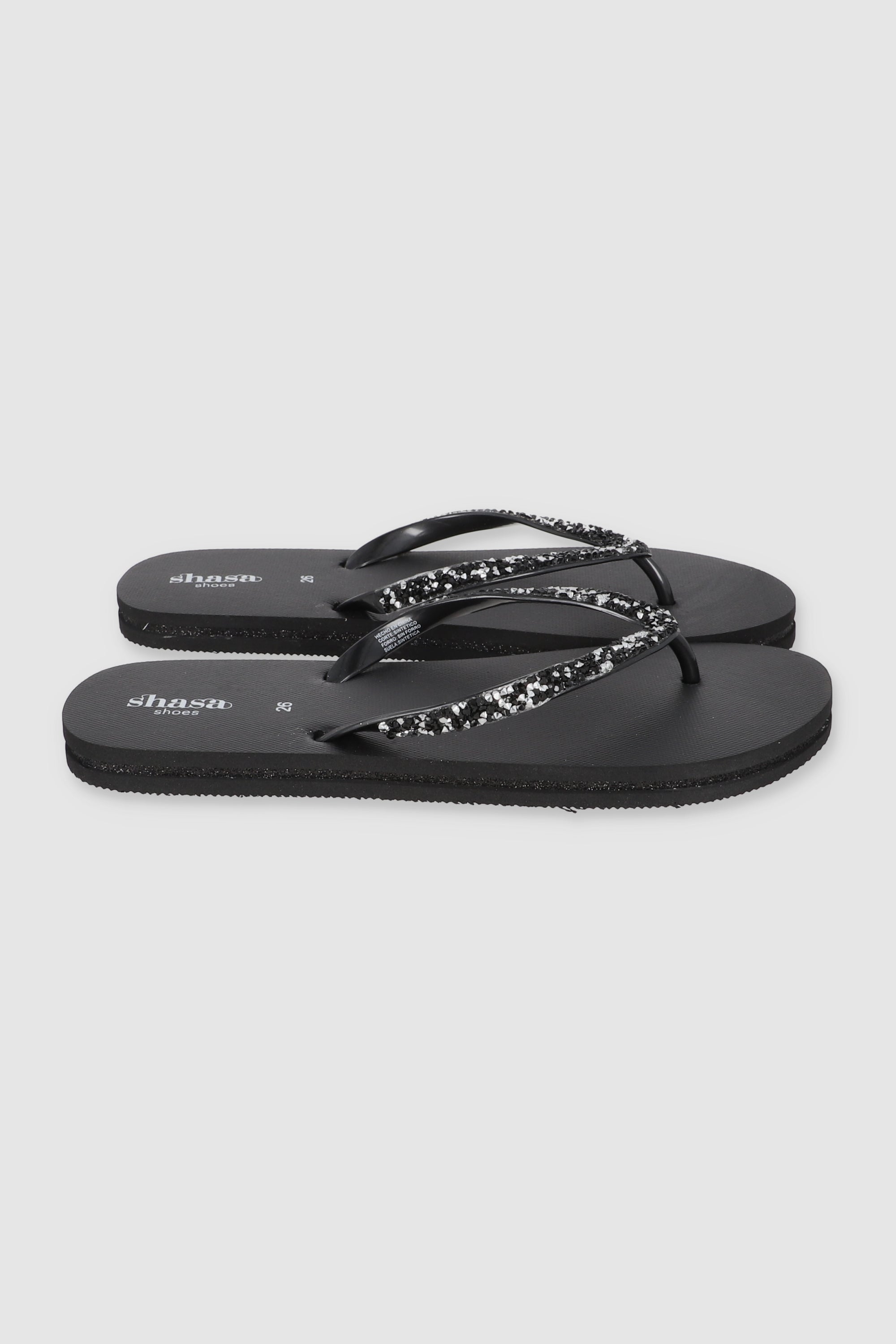 FLIP FLOPS CHINELA BRILLO ROCA NEGRO