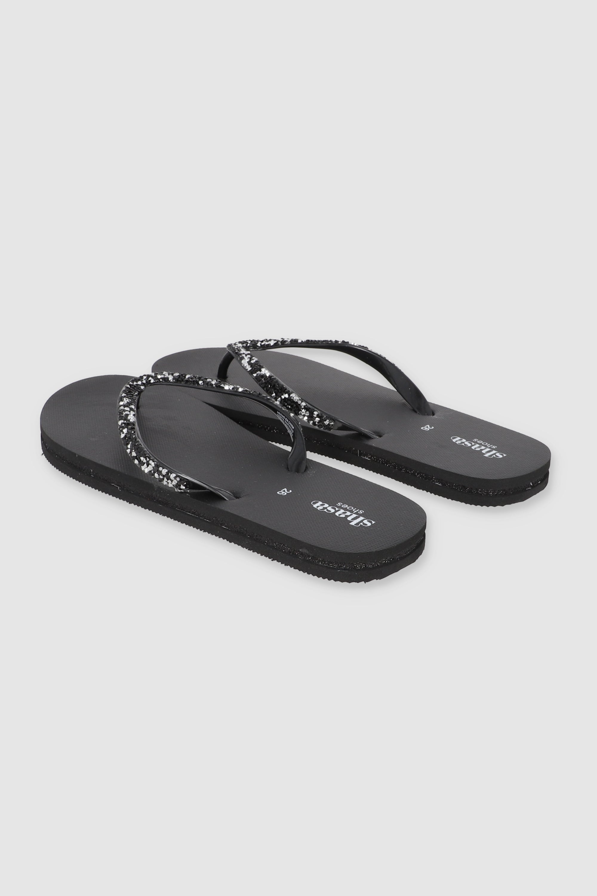 FLIP FLOPS CHINELA BRILLO ROCA NEGRO