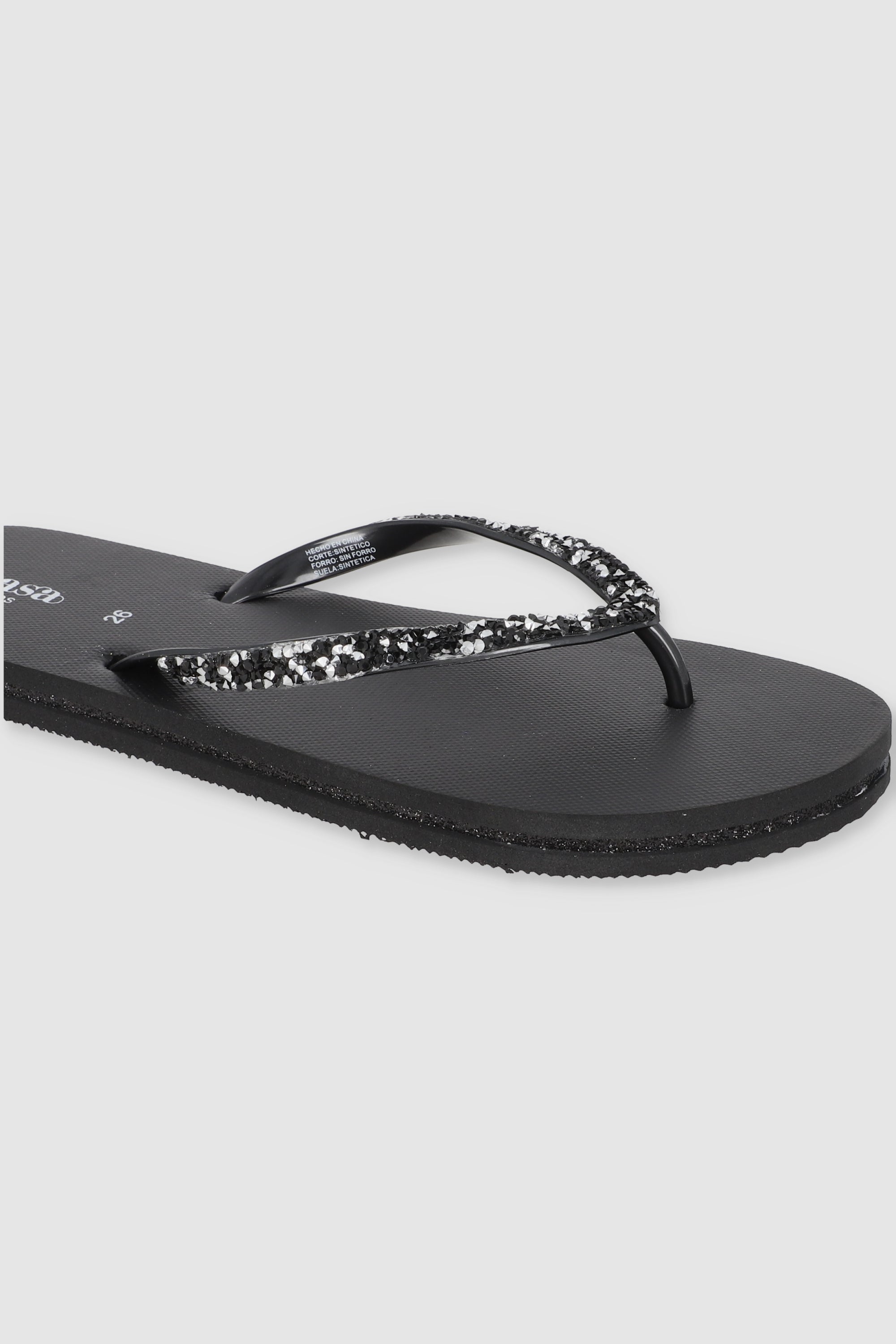 FLIP FLOPS CHINELA BRILLO ROCA NEGRO