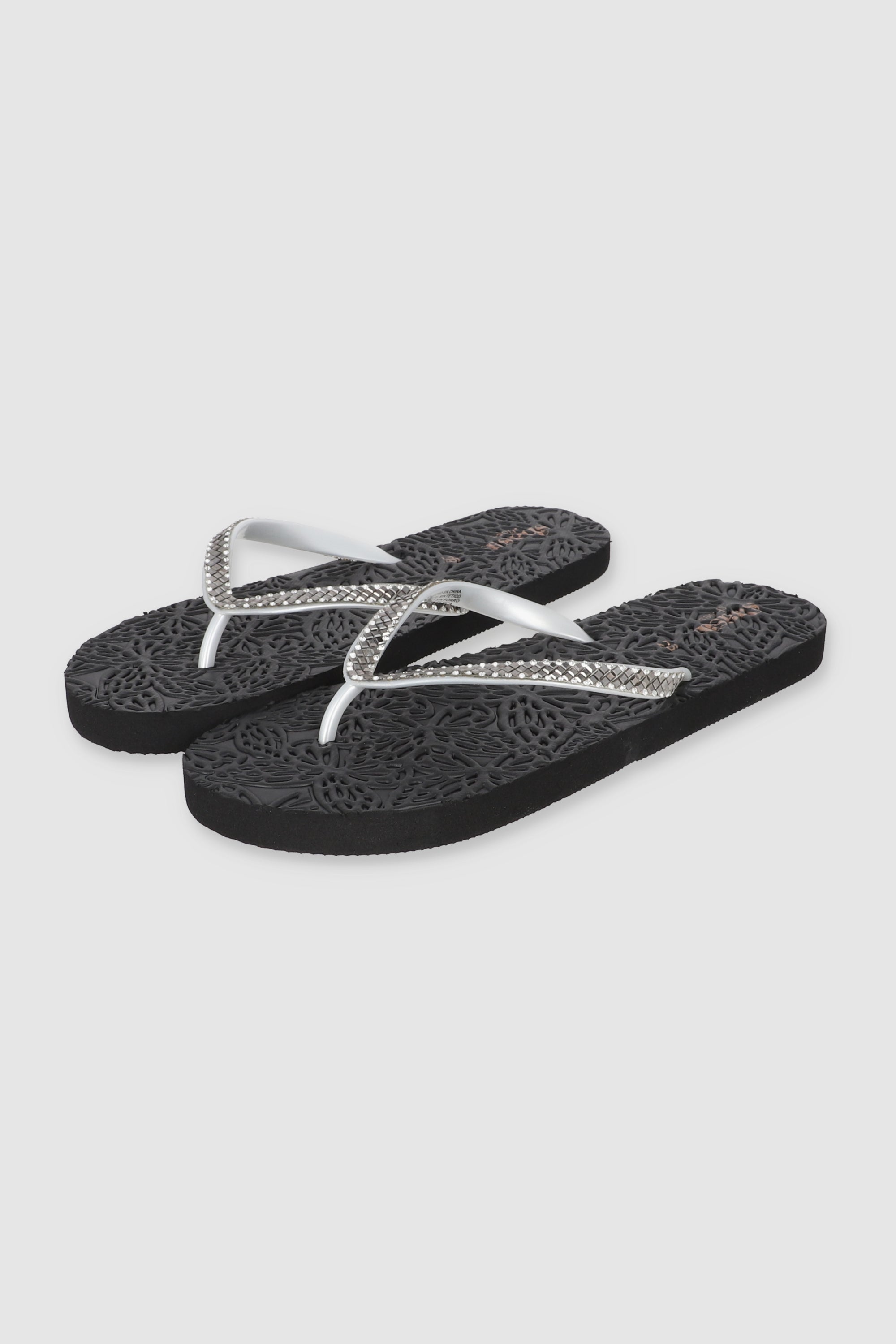 FLIP FLOP TEXTURA BRILLOS NEGRO