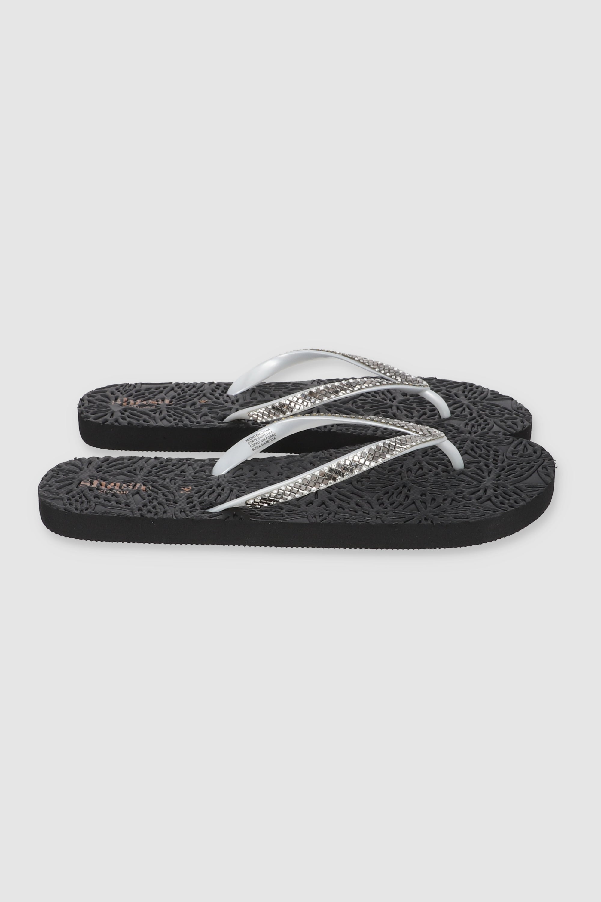 FLIP FLOP TEXTURA BRILLOS NEGRO