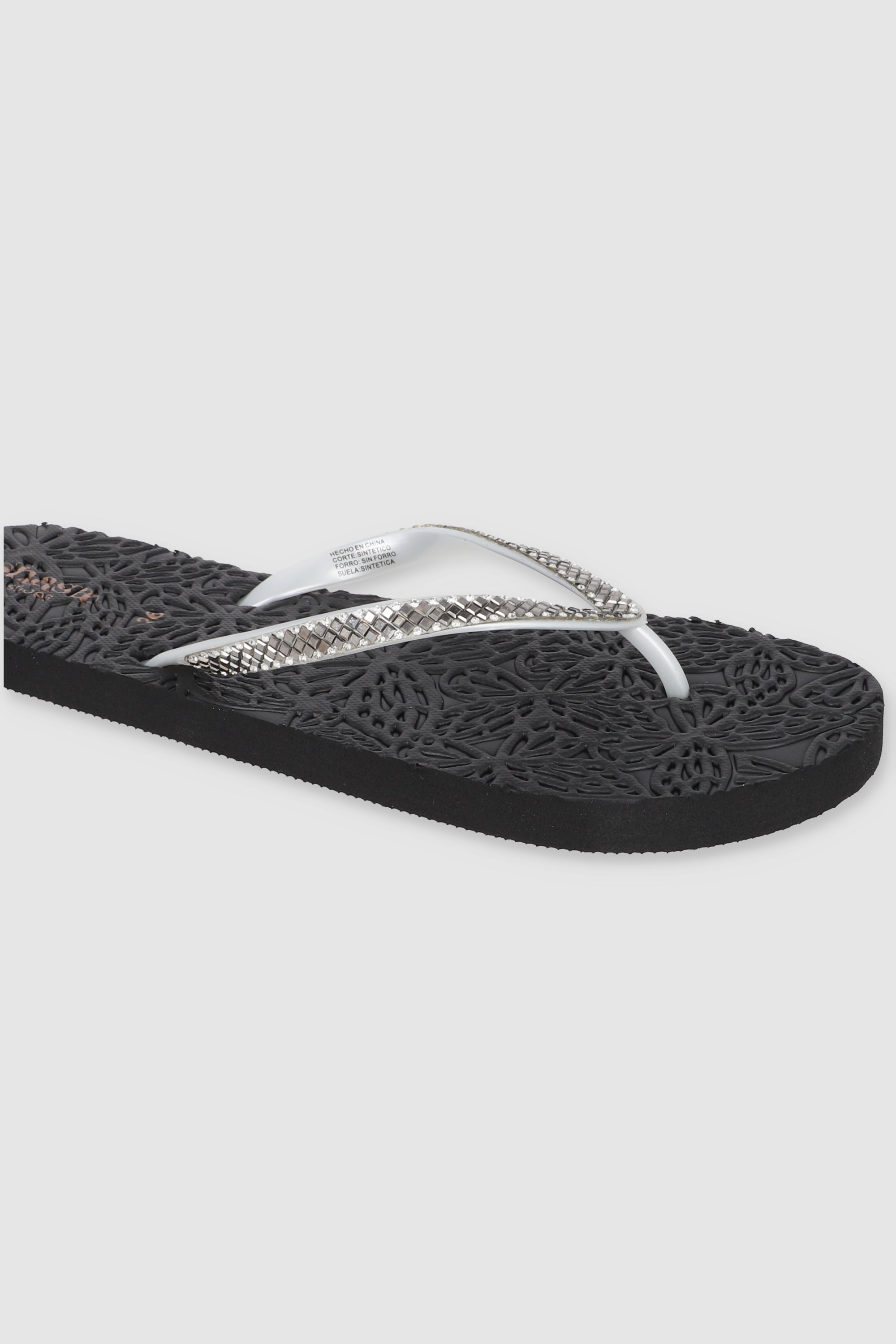 FLIP FLOP TEXTURA BRILLOS NEGRO