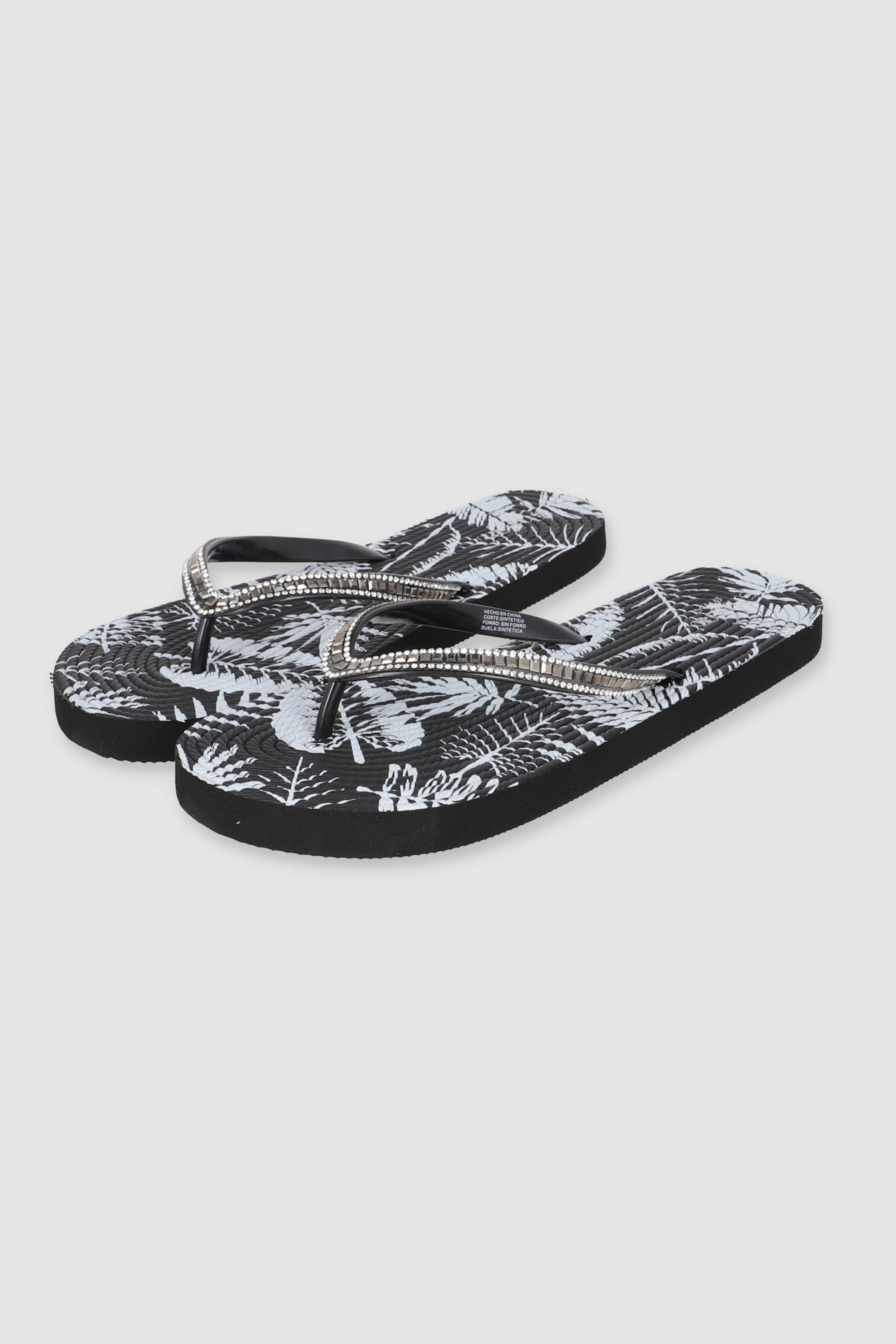 FLIP FLOP PRINT HOJAS GLITTER NEGRO