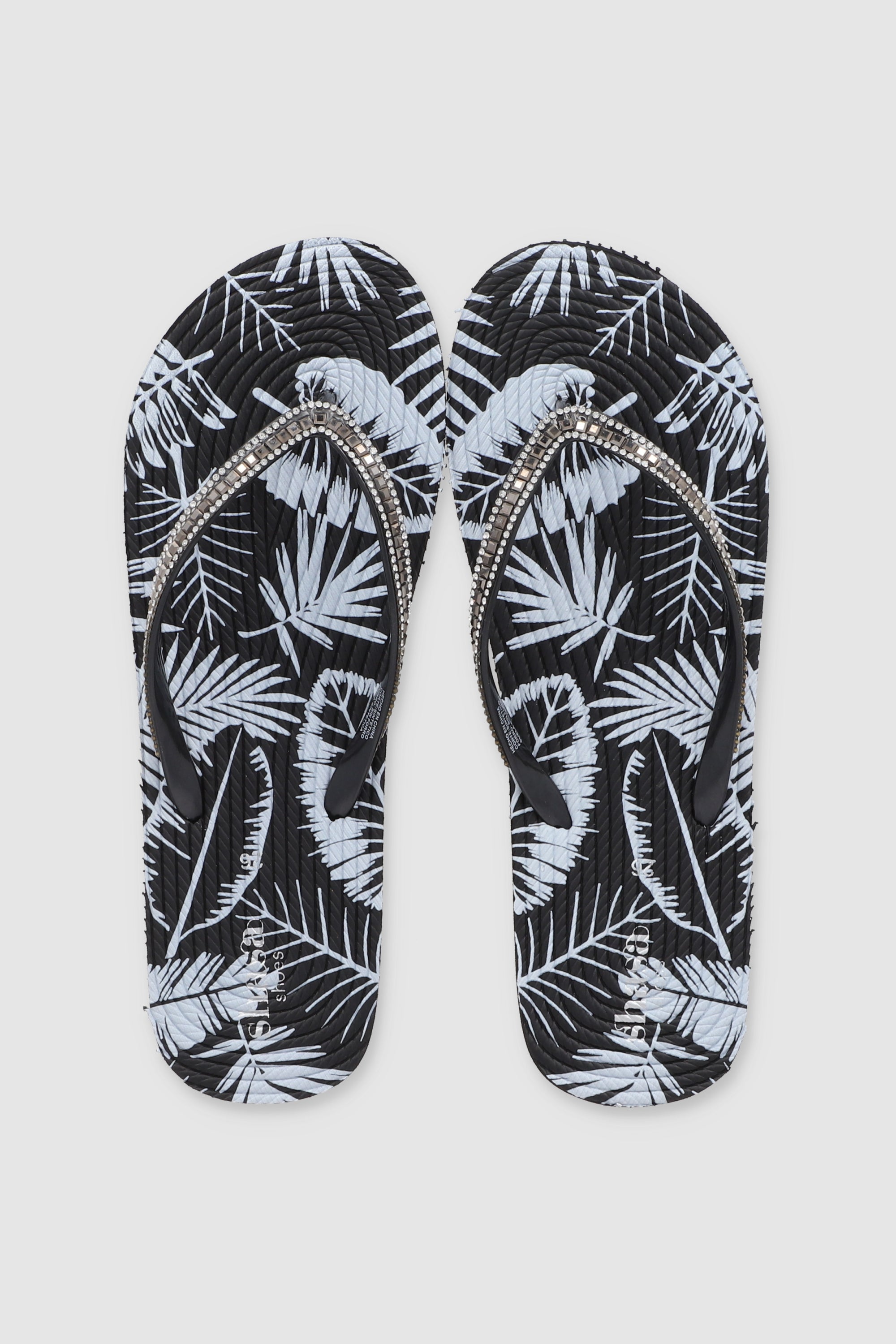 FLIP FLOP PRINT HOJAS GLITTER NEGRO