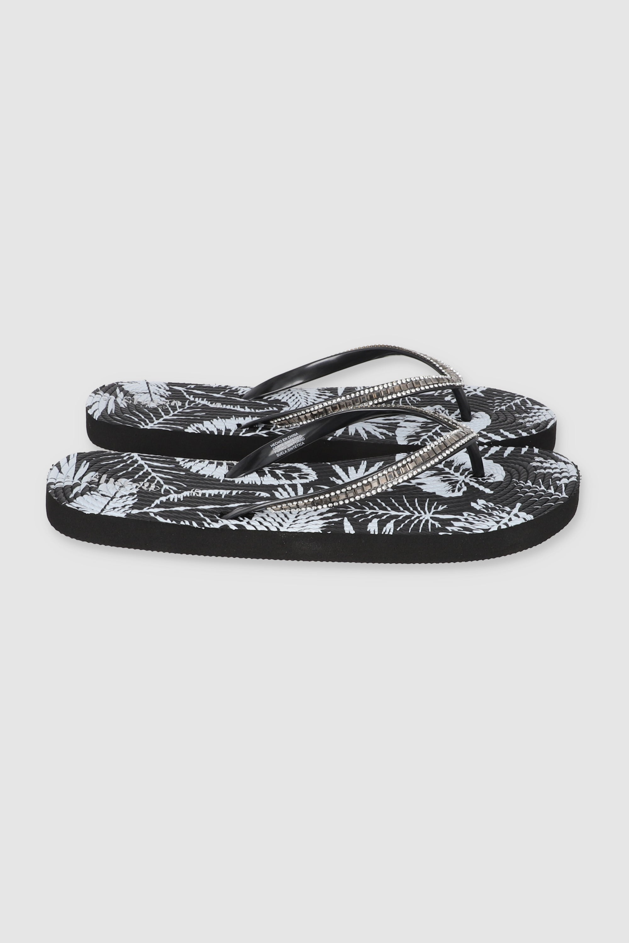 FLIP FLOP PRINT HOJAS GLITTER NEGRO