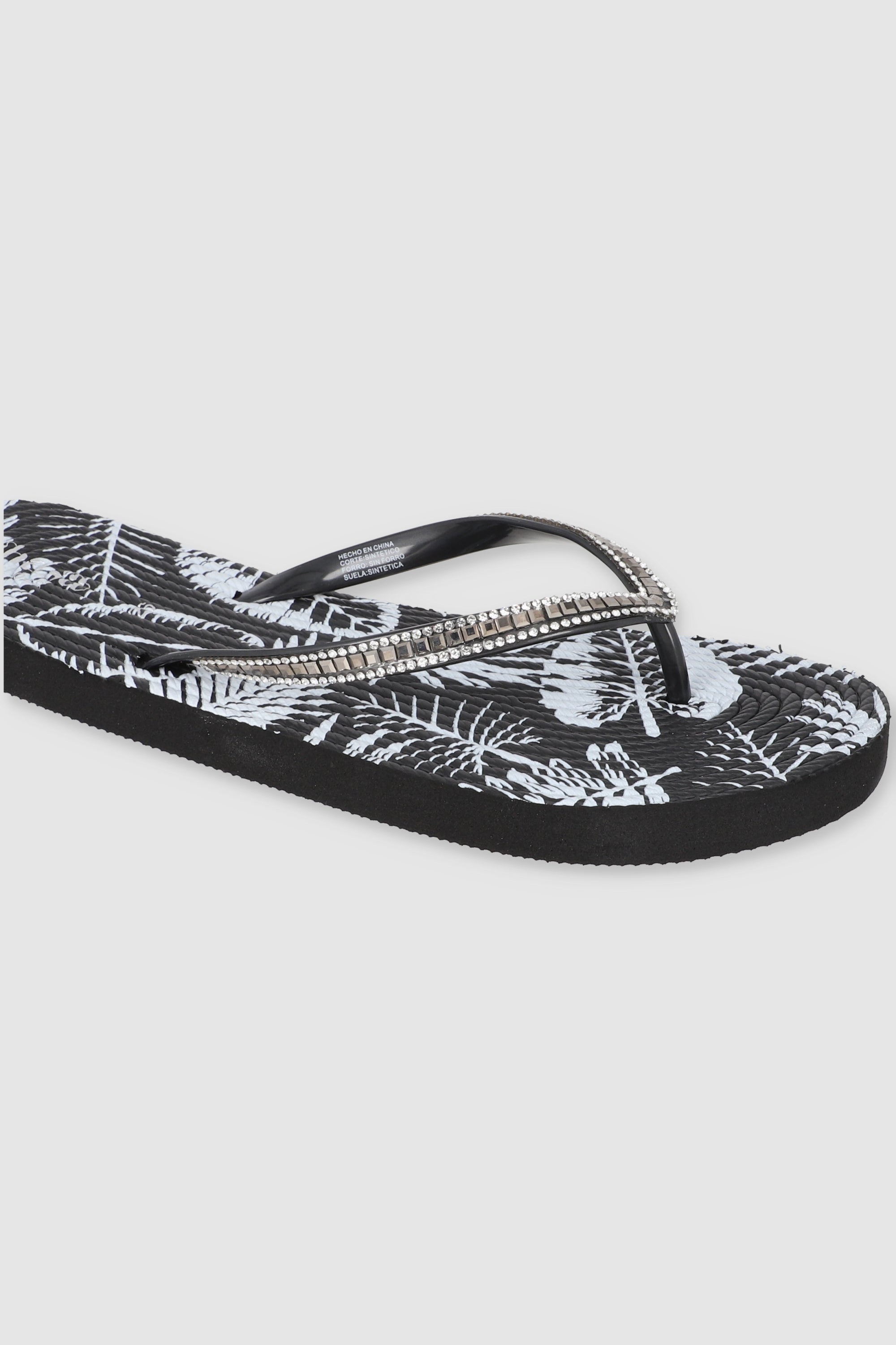 FLIP FLOP PRINT HOJAS GLITTER NEGRO