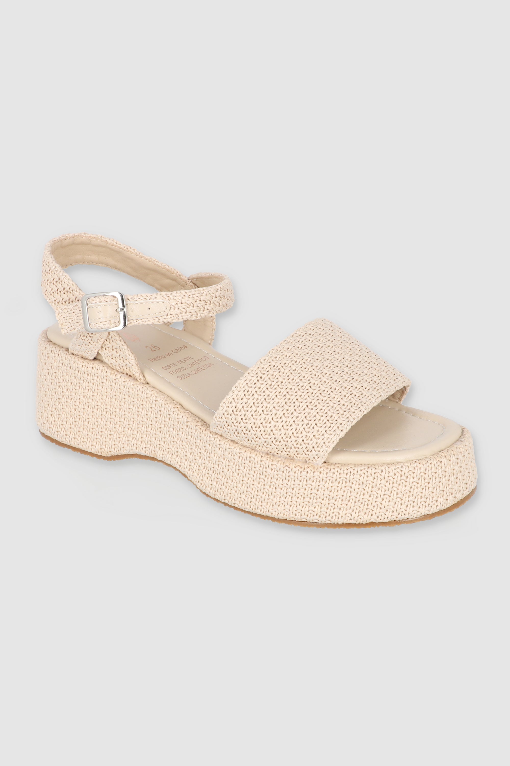 SANDALIAS YUTE PLATAFORMA HUESO