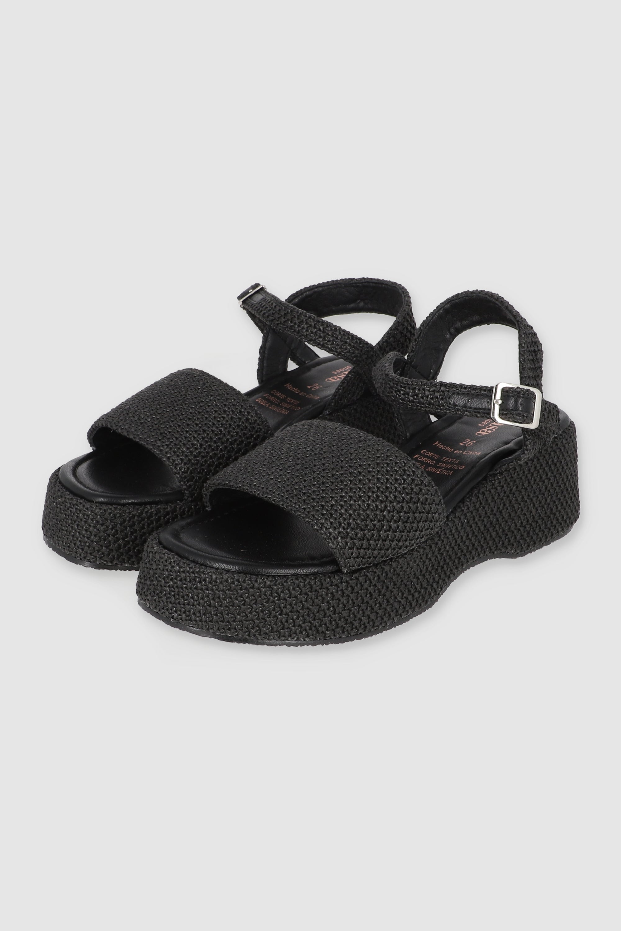 SANDALIAS YUTE PLATAFORMA NEGRO