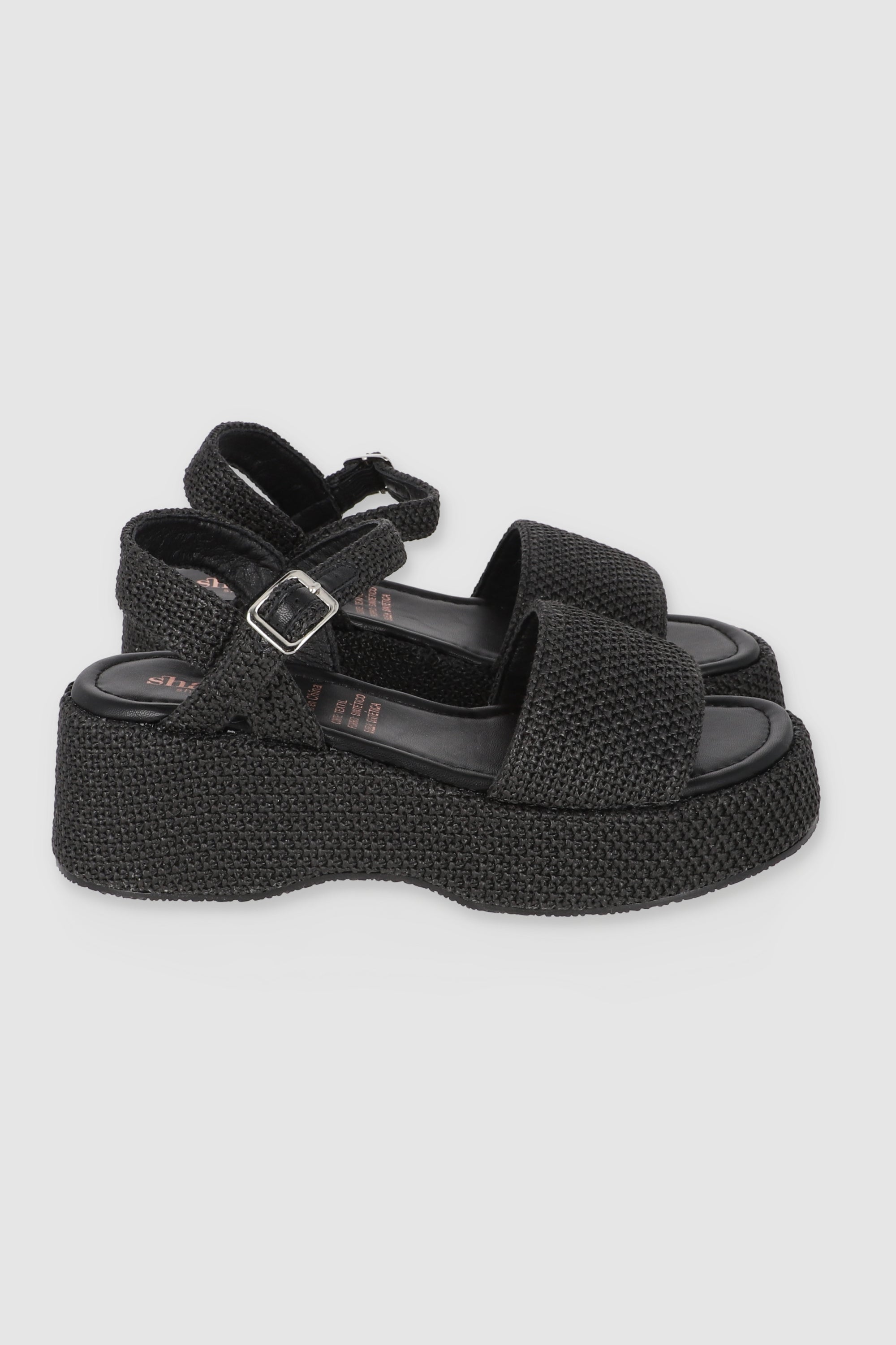 SANDALIAS YUTE PLATAFORMA NEGRO