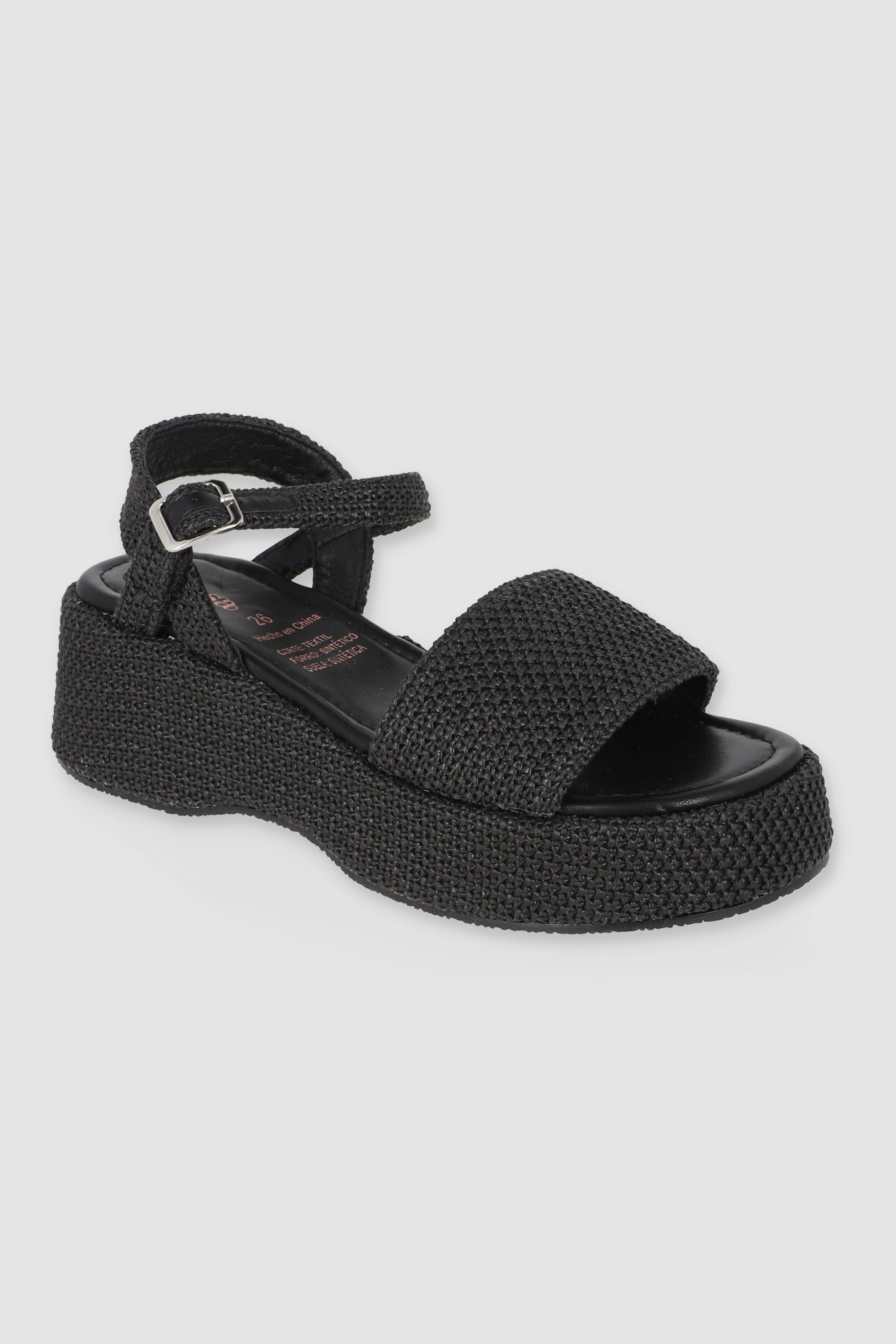 SANDALIAS YUTE PLATAFORMA NEGRO