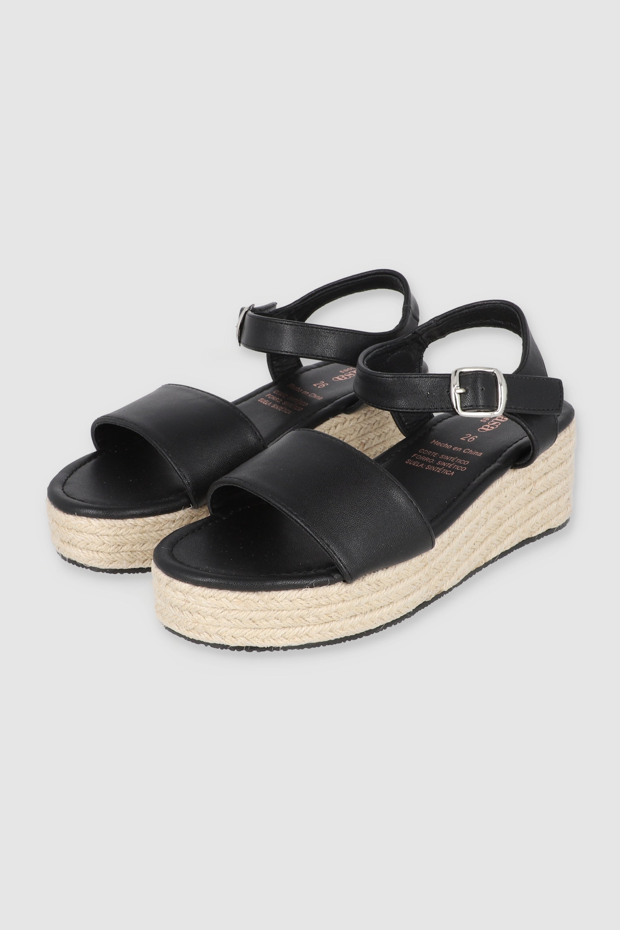 SANDALIA YUTE PLATAFORMA NEGRO