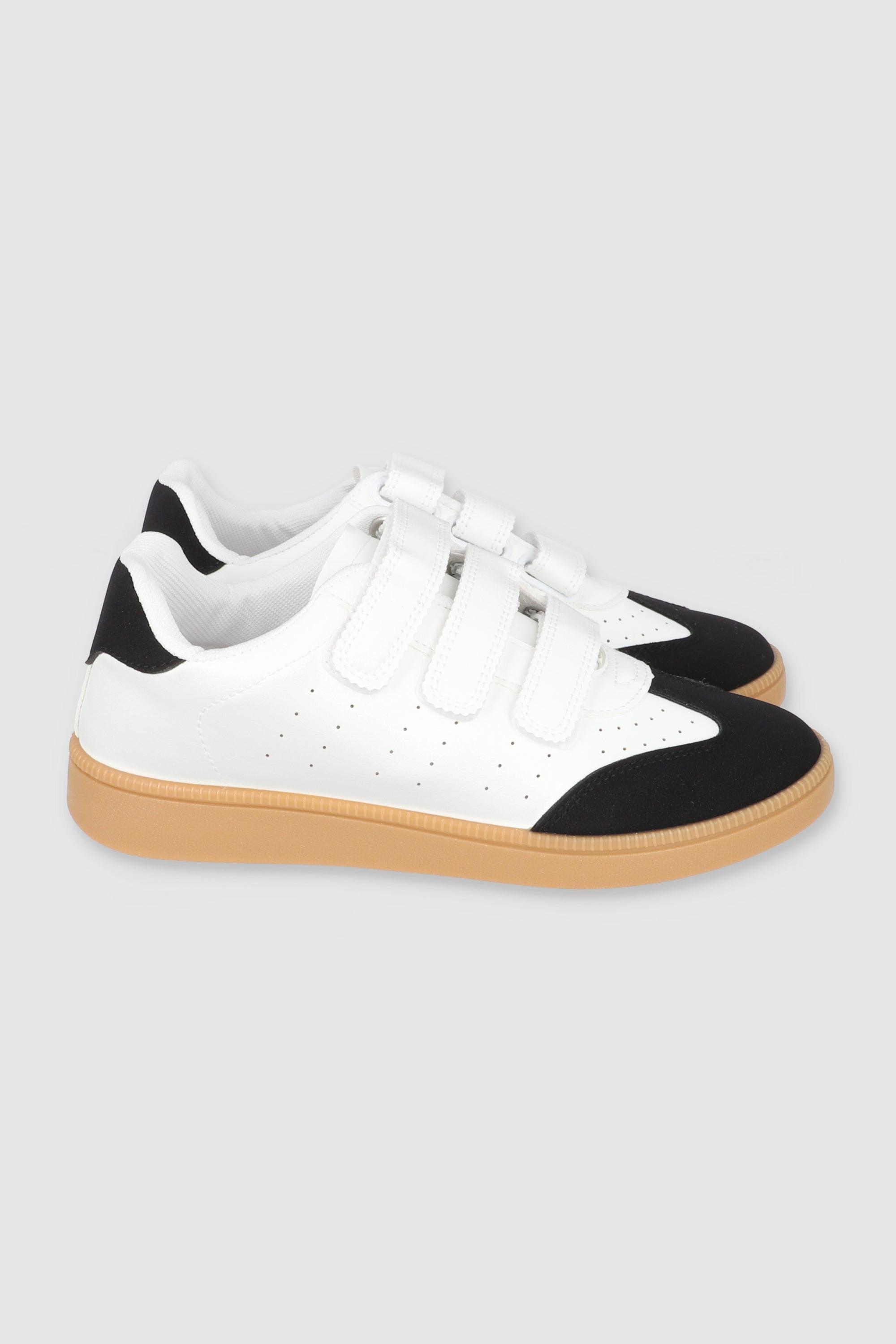 Tenis clasico velcro contrastes NEGRO