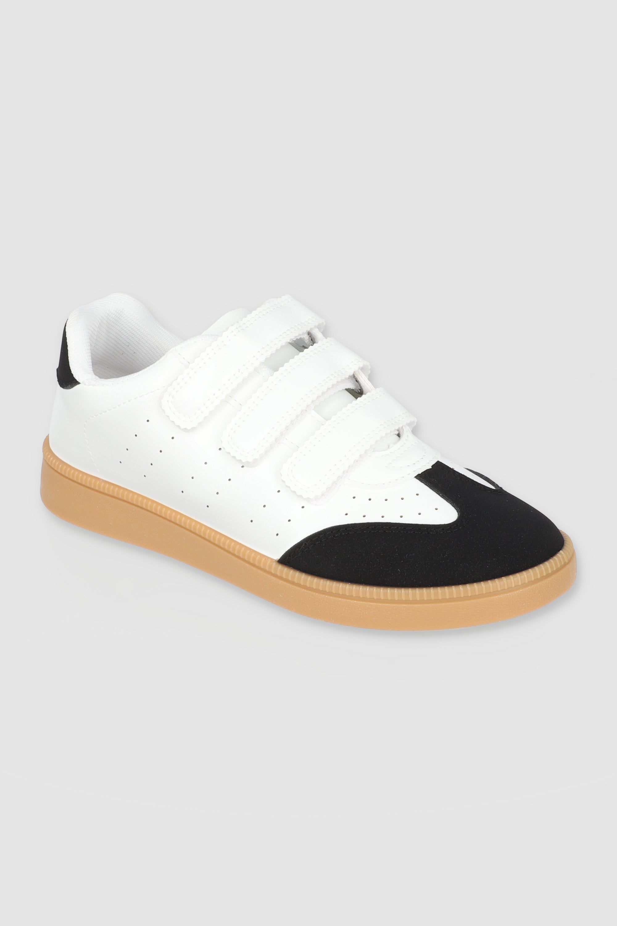 Tenis clasico velcro contrastes NEGRO