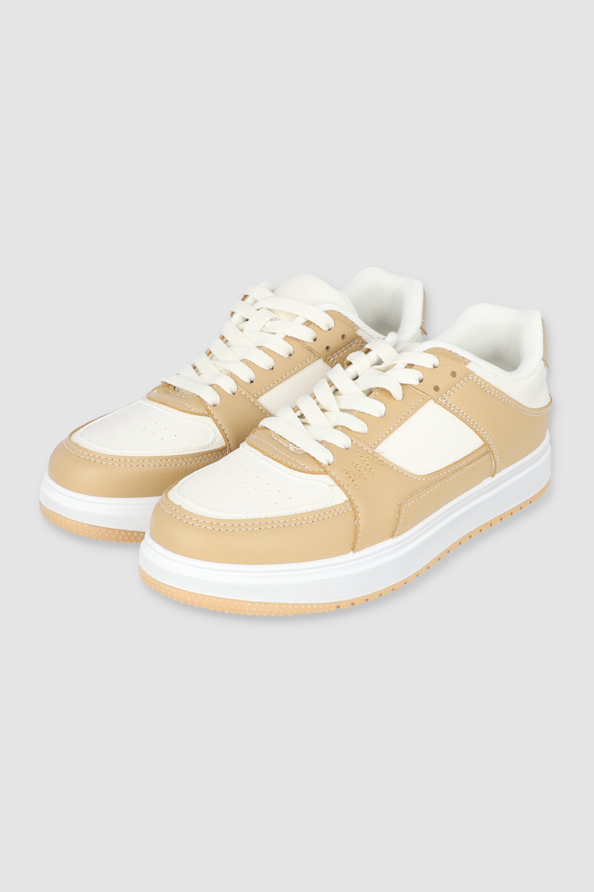 Tenis casual contraste materiales BEIGE