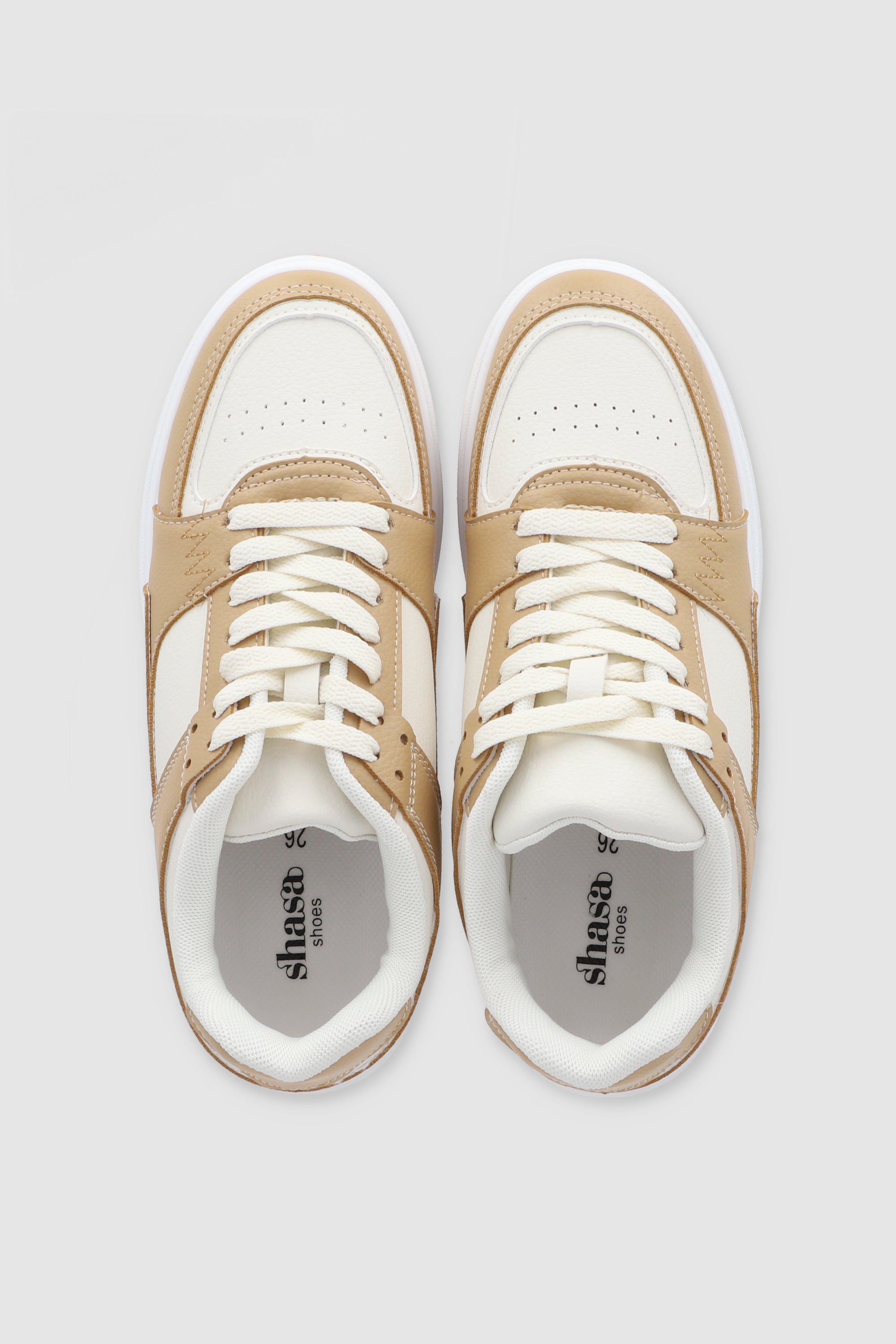 Tenis casual contraste materiales BEIGE