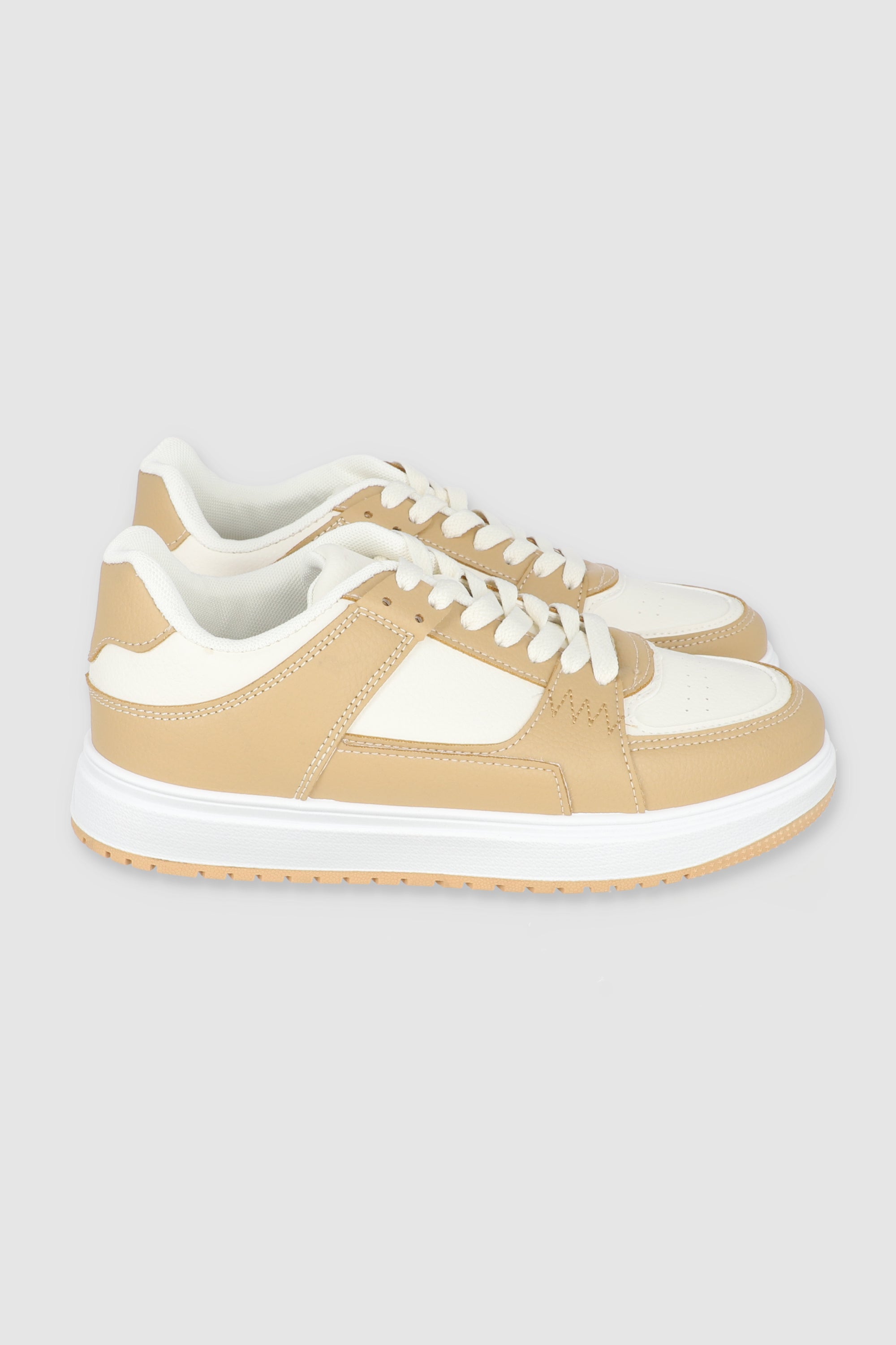 Tenis casual contraste materiales BEIGE