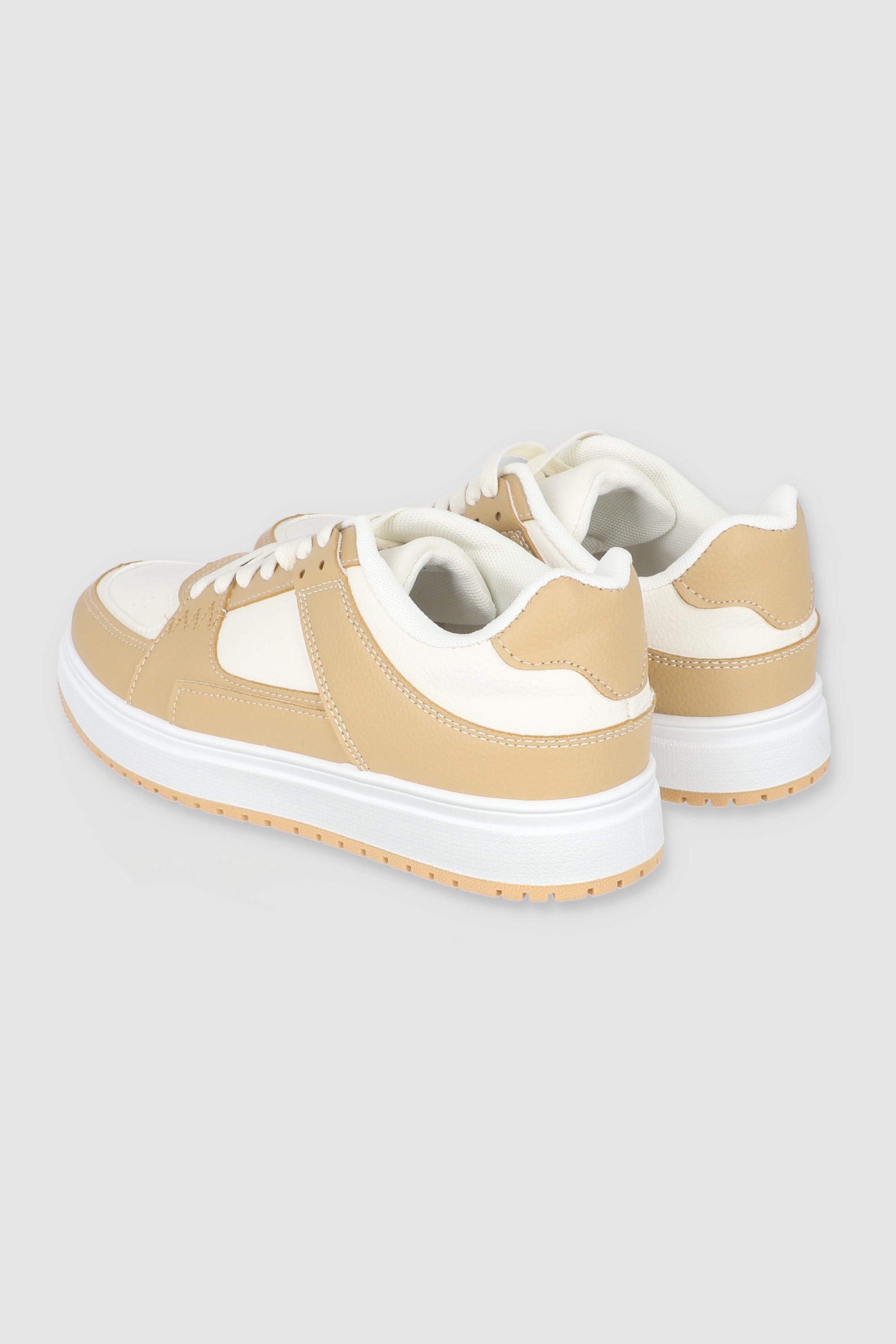 Tenis casual contraste materiales BEIGE