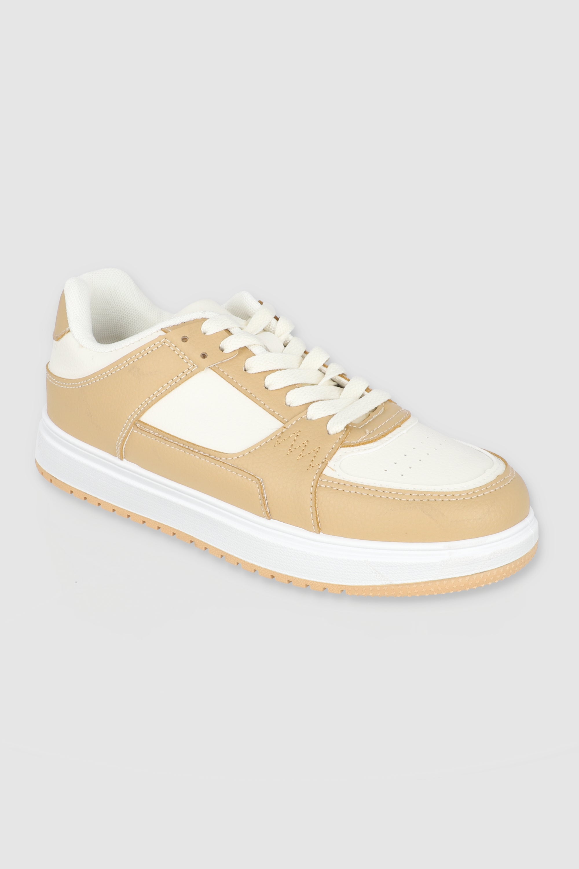 Tenis casual contraste materiales BEIGE